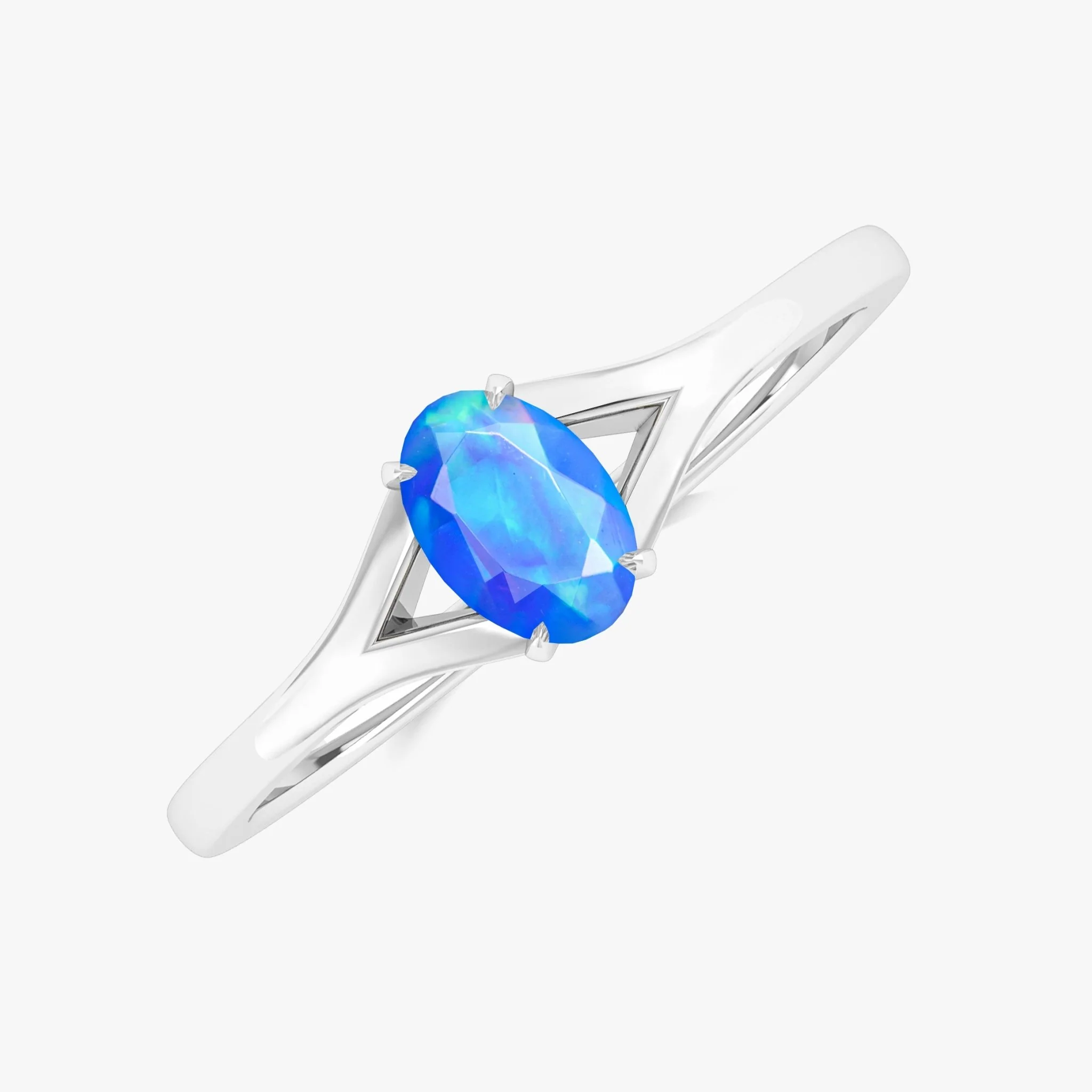 Natural Fire Oval Faceted Opal Ring - Image 8