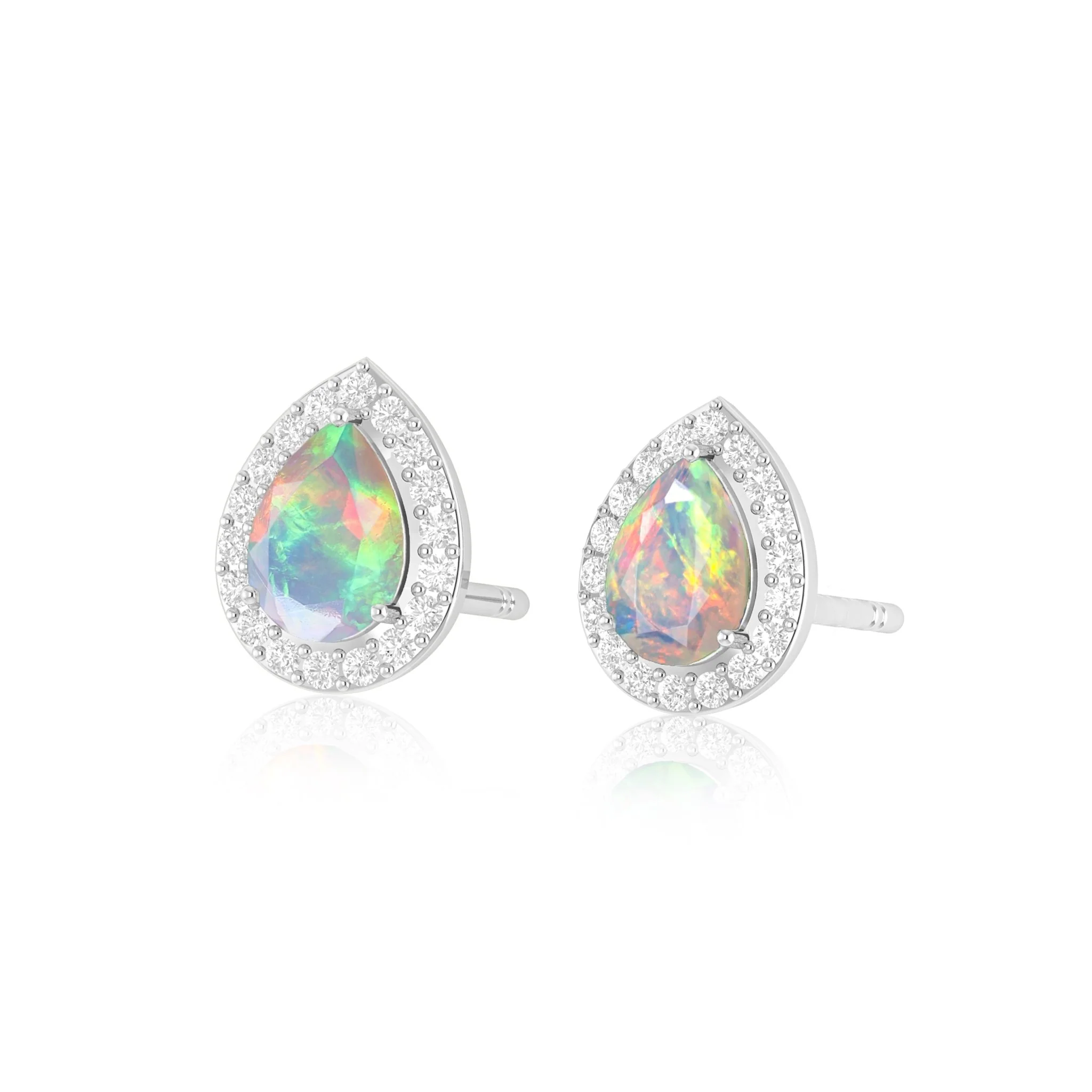 Natural Fire Pear Opal Stud Earring - Image 4