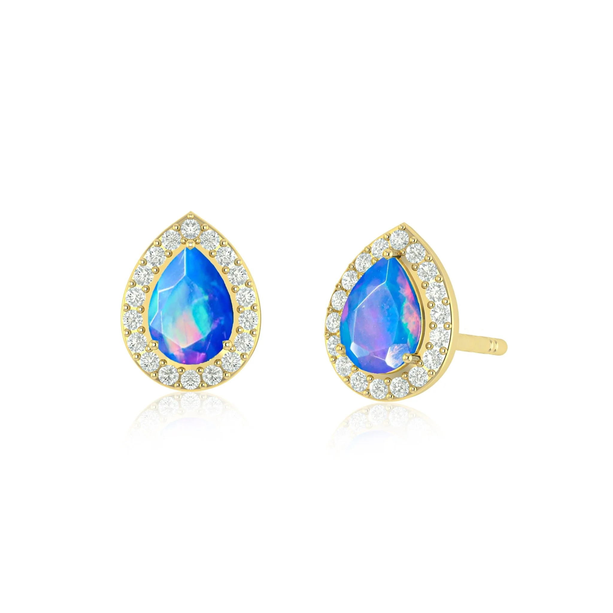Natural Fire Pear Opal Stud Earring - Image 7