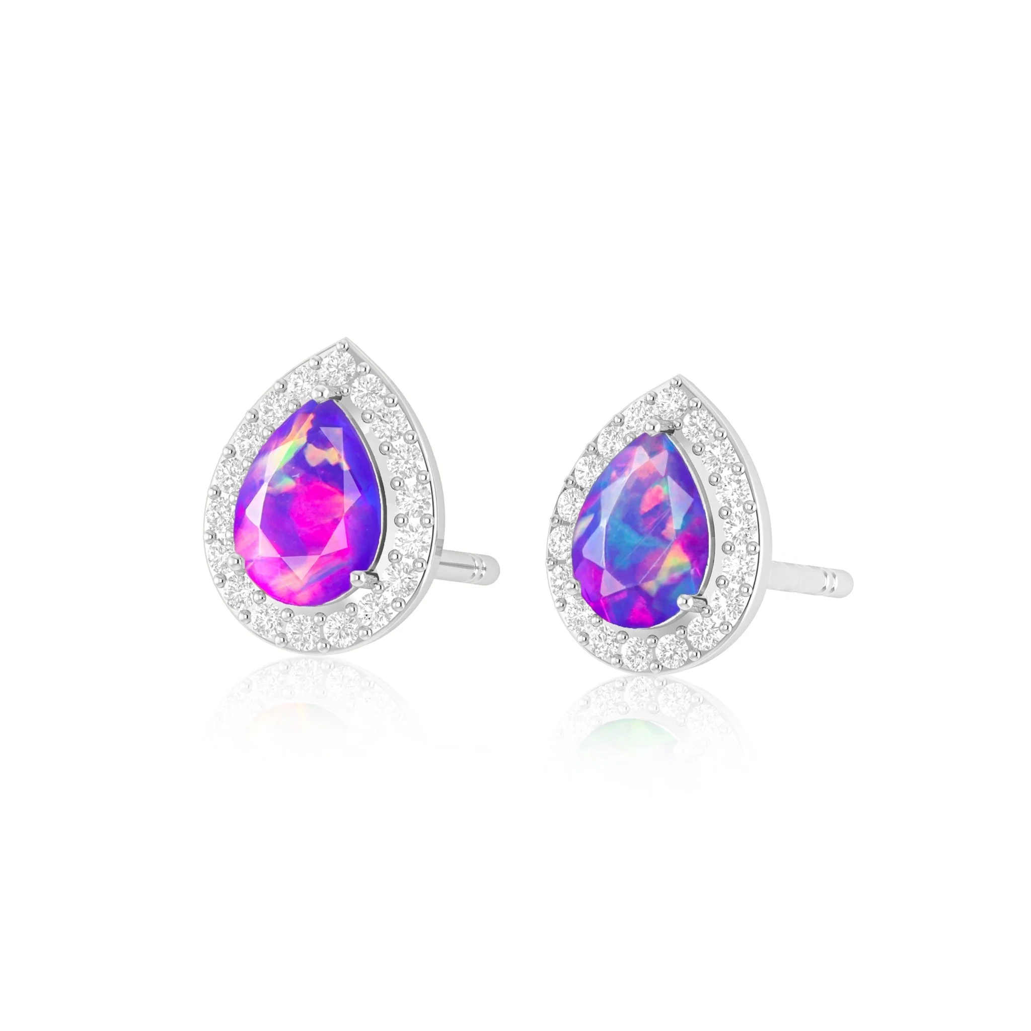 Natural Fire Pear Opal Stud Earring - Image 8