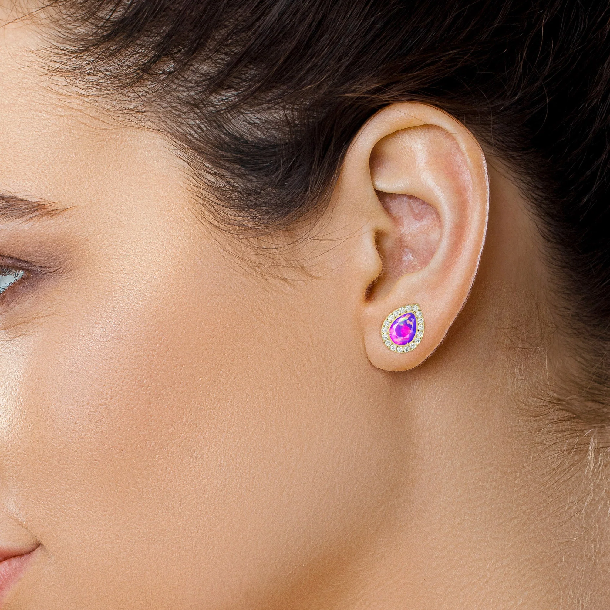 Natural Fire Pear Opal Stud Earring - Image 9
