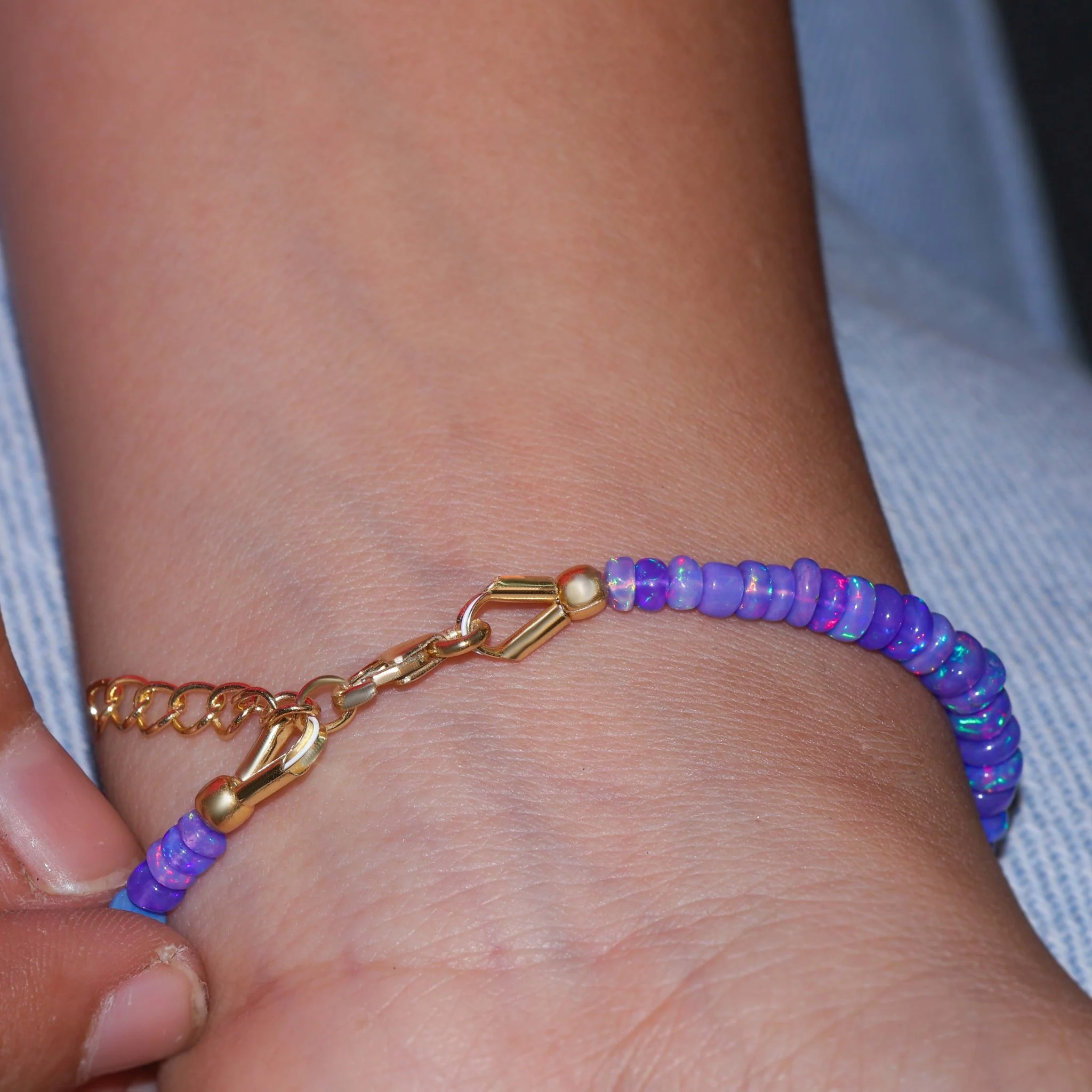 Natural Lavender Opal Plain Beaded Bracelet Handmade Jewelry - Image 3