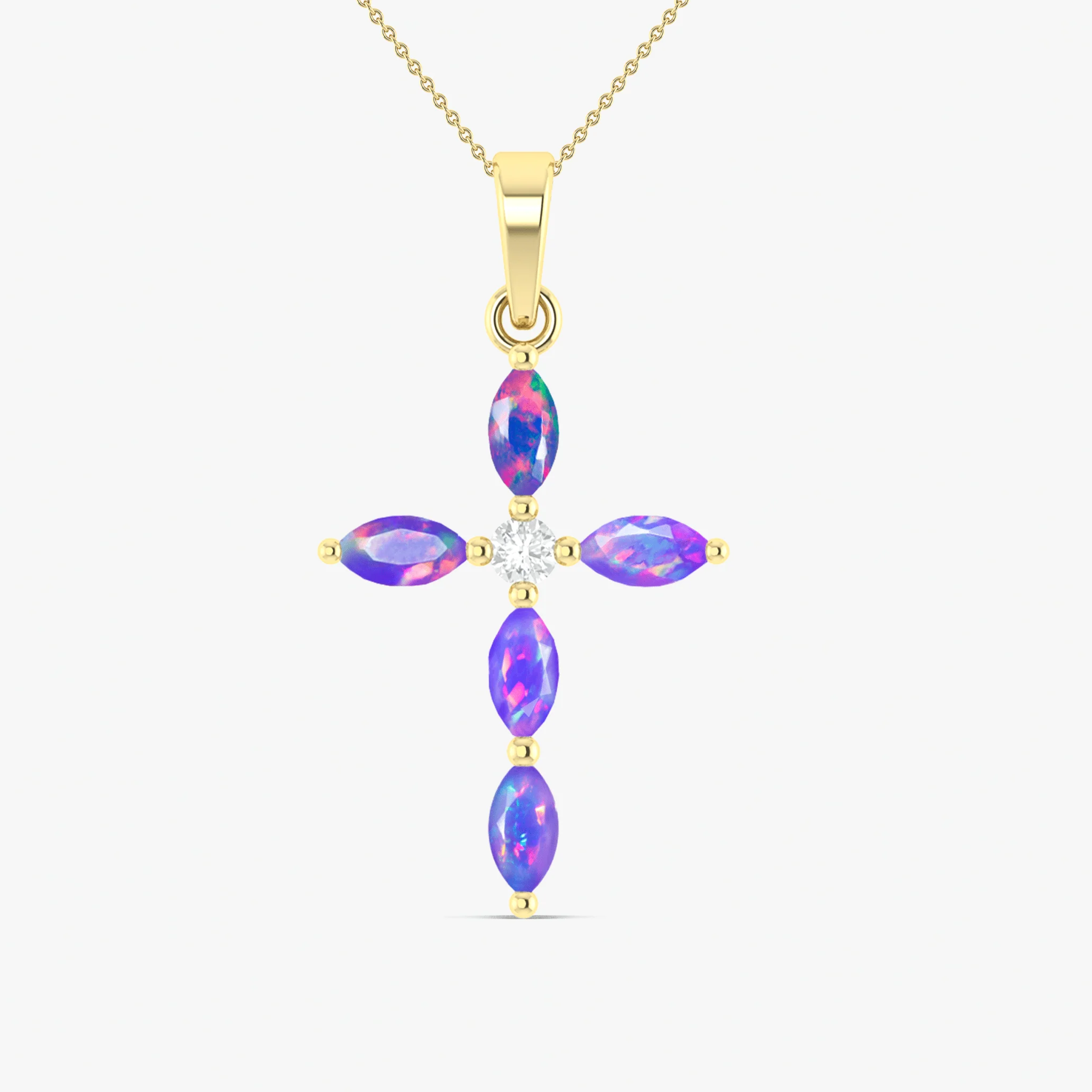 Natural Multi Fire Opal Marquise Shape Gemstone Pendant Necklace - Image 10