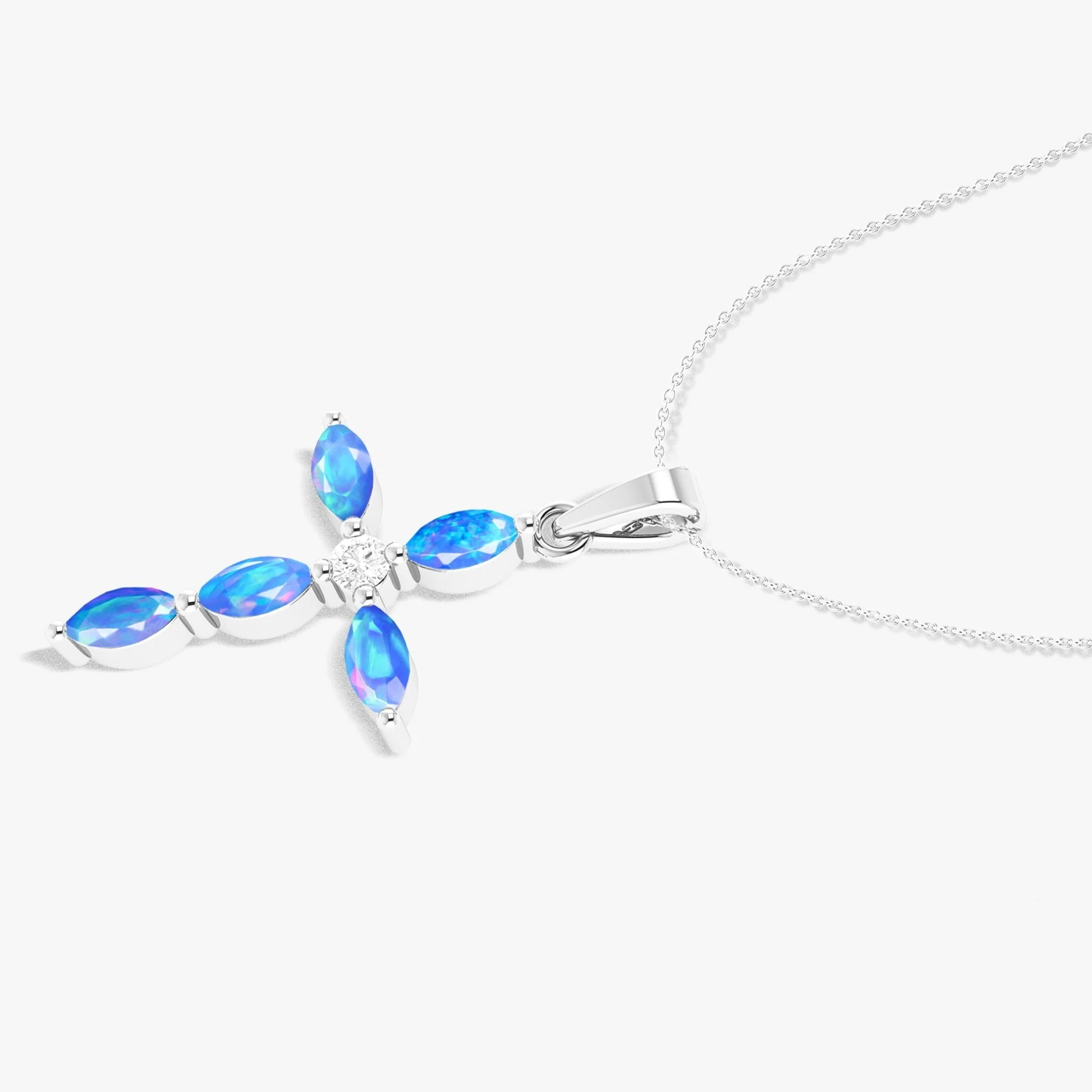 Natural Multi Fire Opal Marquise Shape Gemstone Pendant Necklace - Image 19