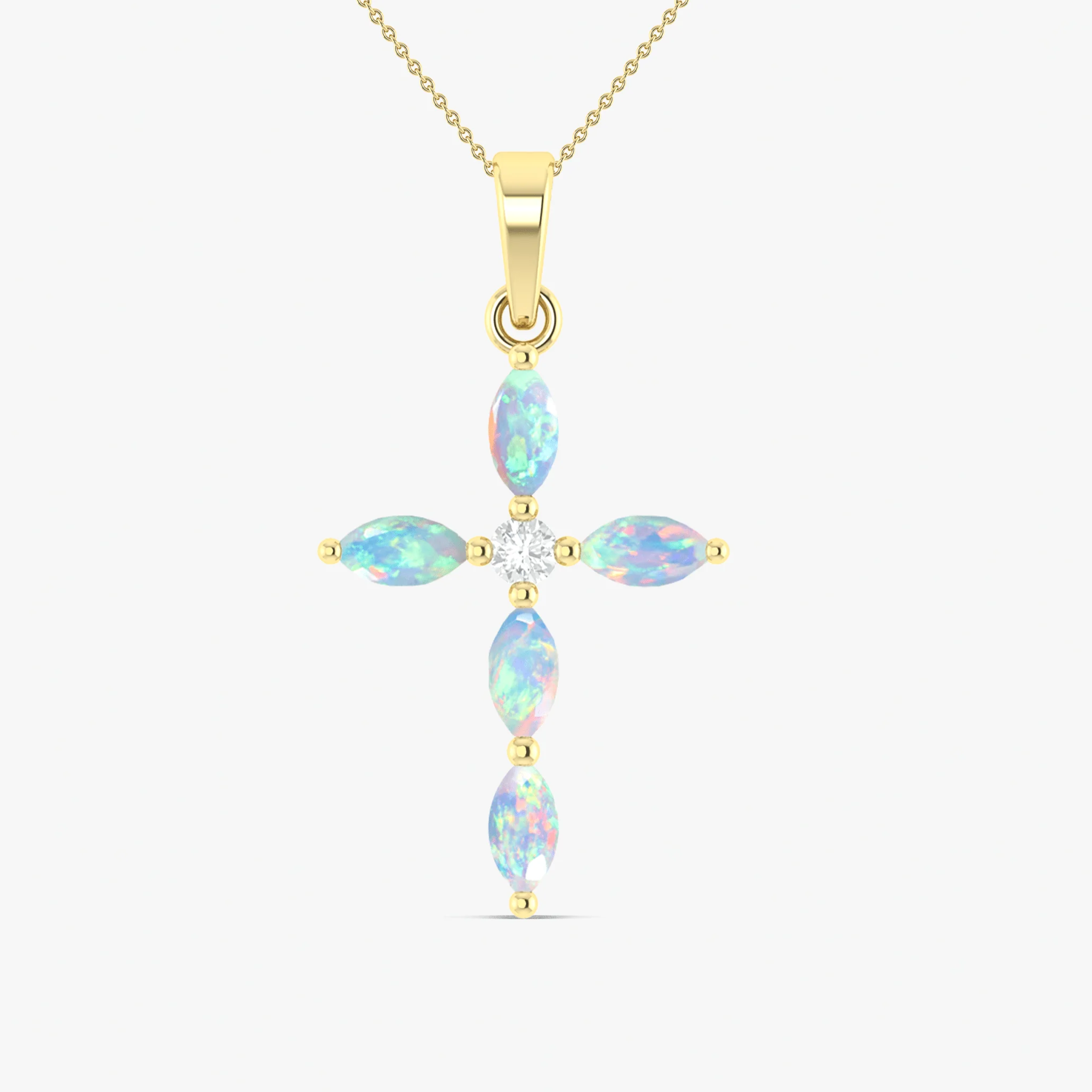 Natural Multi Fire Opal Marquise Shape Gemstone Pendant Necklace - Image 24