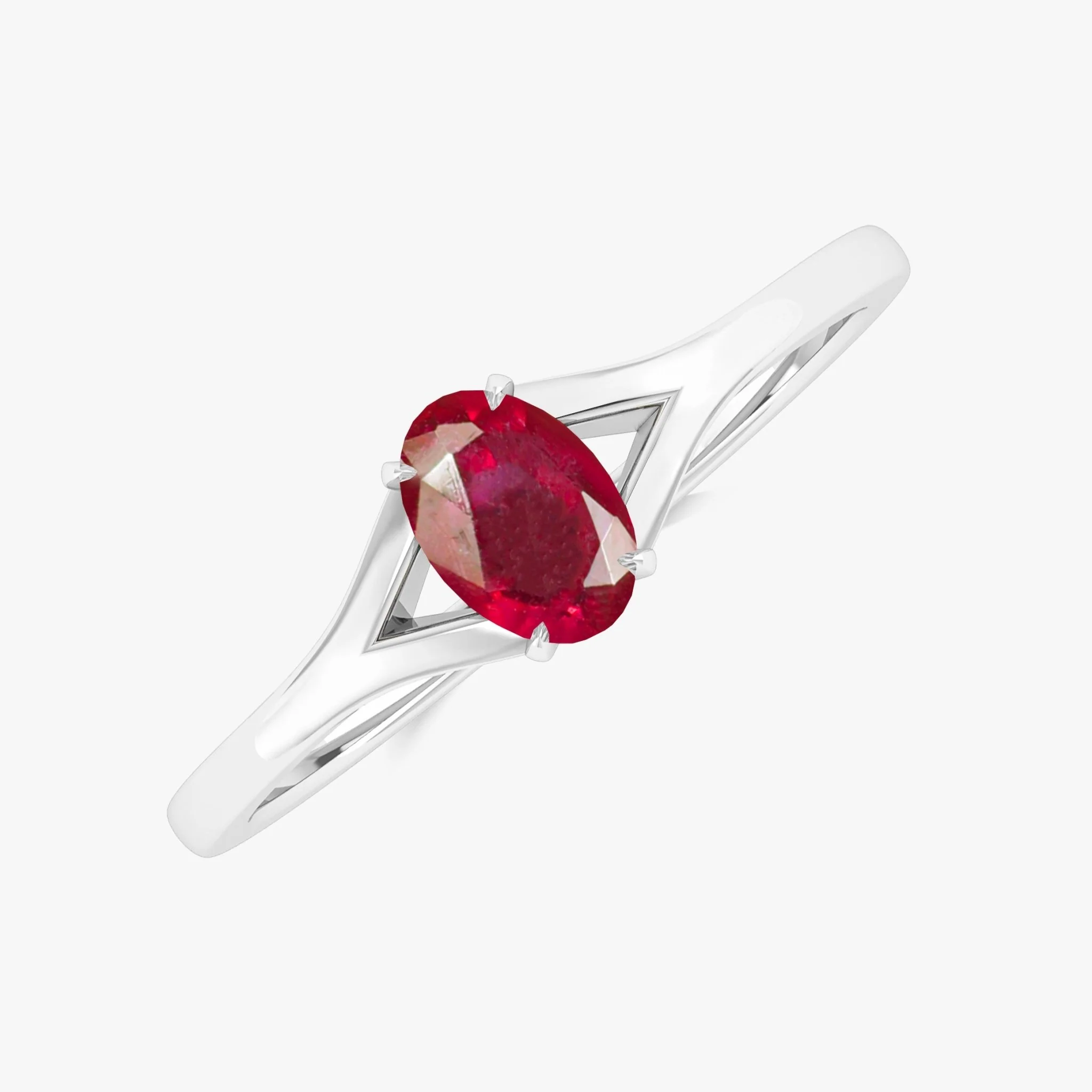 Natural Oval Faceted Red Ruby Ring - Image 4