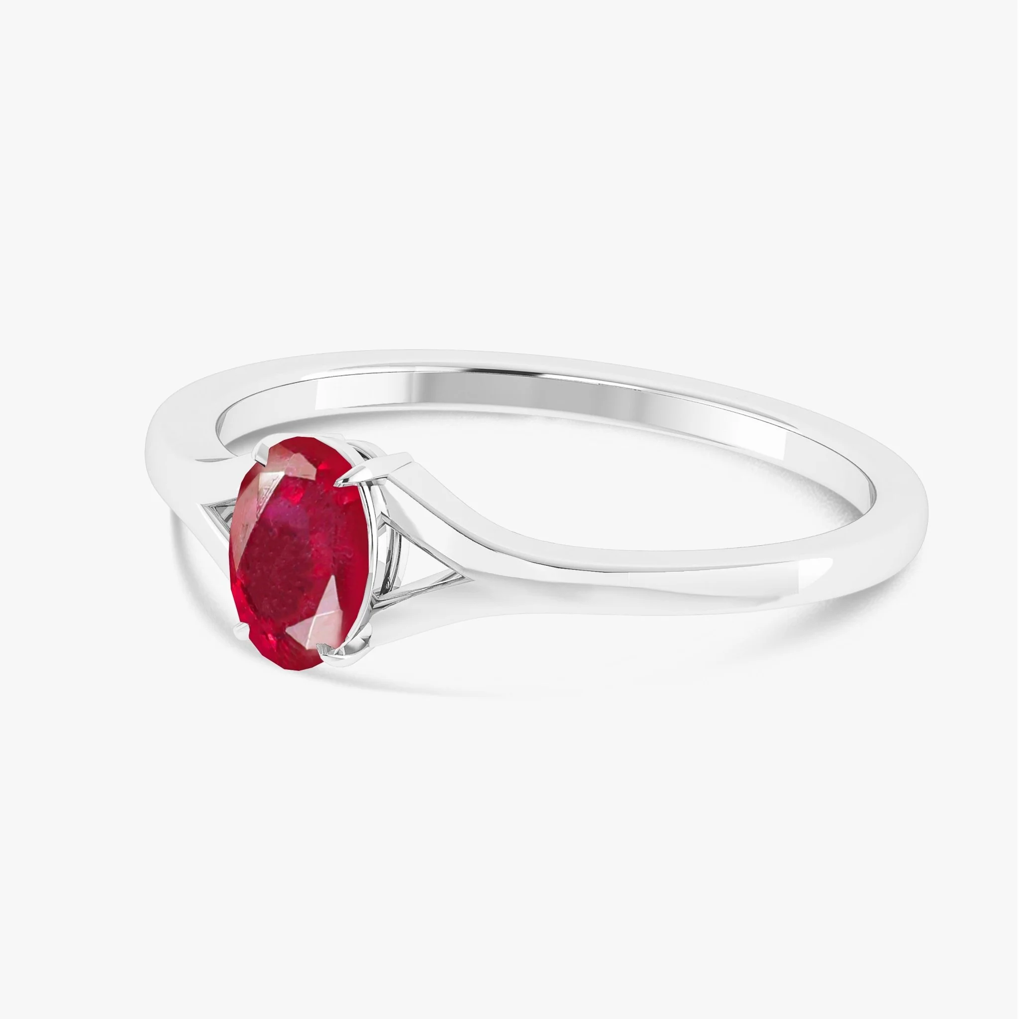 Natural Oval Faceted Red Ruby Ring - Image 7
