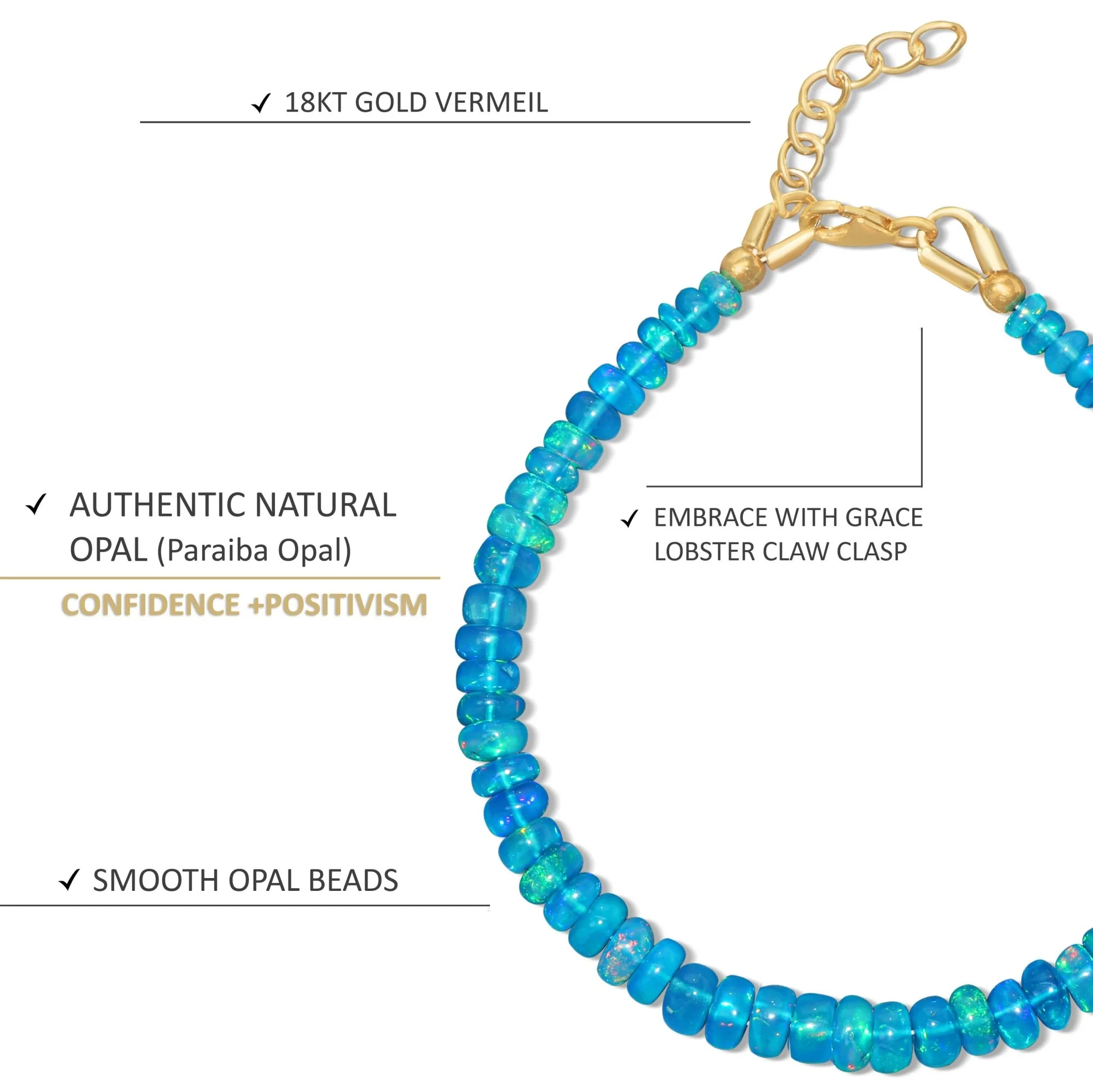 Natural Paraiba Opal Plain Beaded Bracelet Handmade Jewelry - Image 3
