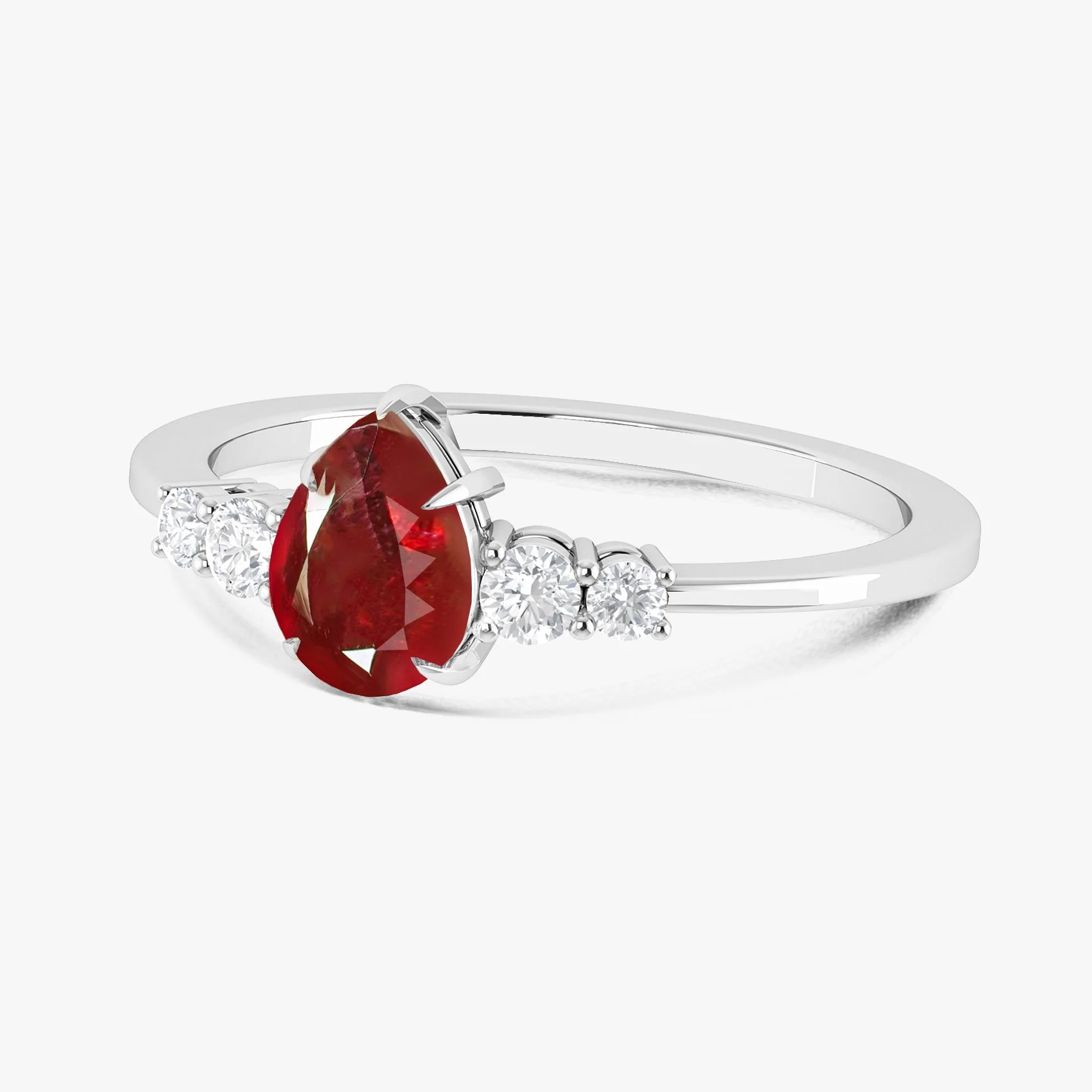 Natural Red Ruby Faceted Pear Ring - Image 4