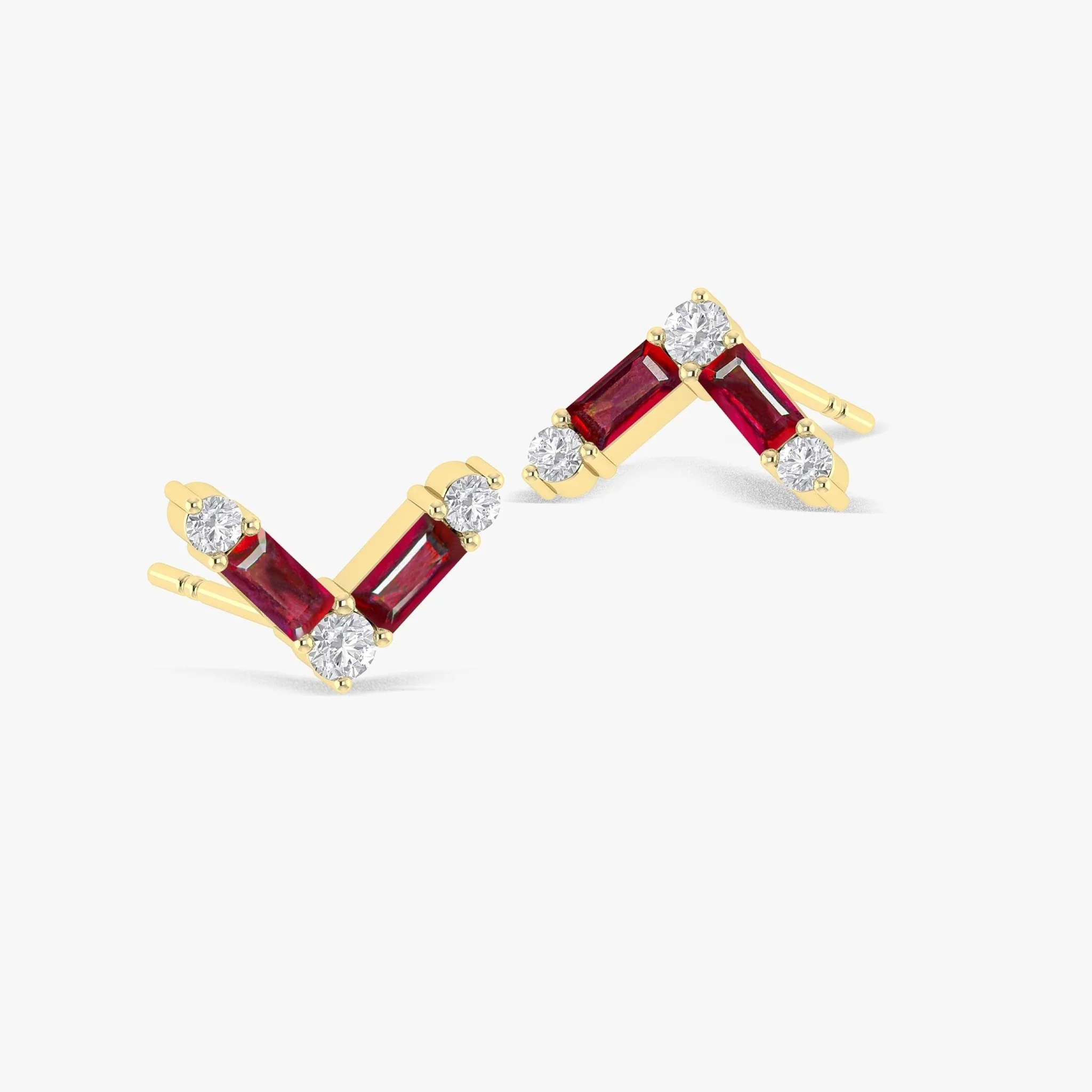 Natural Ruby AV Style Stud Earrings - Image 4