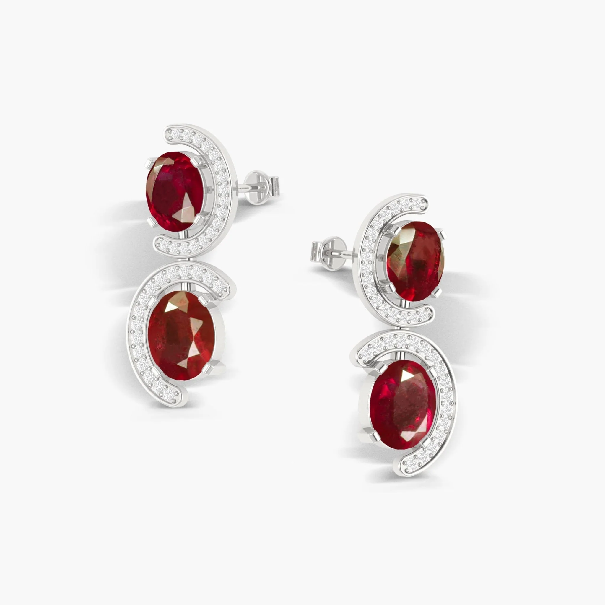 Natural Ruby 'C' Shape Stud Earrings - Image 4