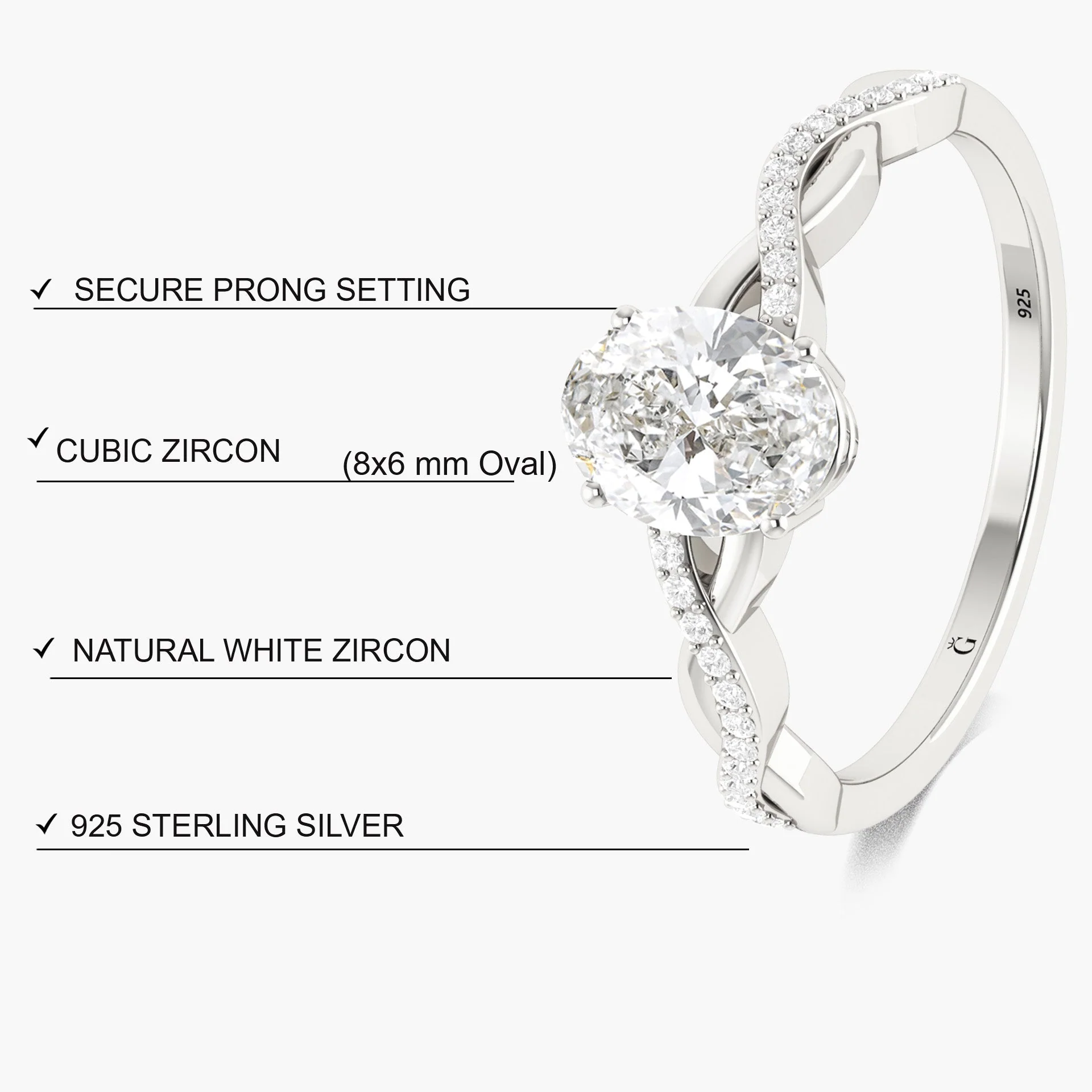 Oval cubic Zirconia Gold statement wedding ring for her - Image 6