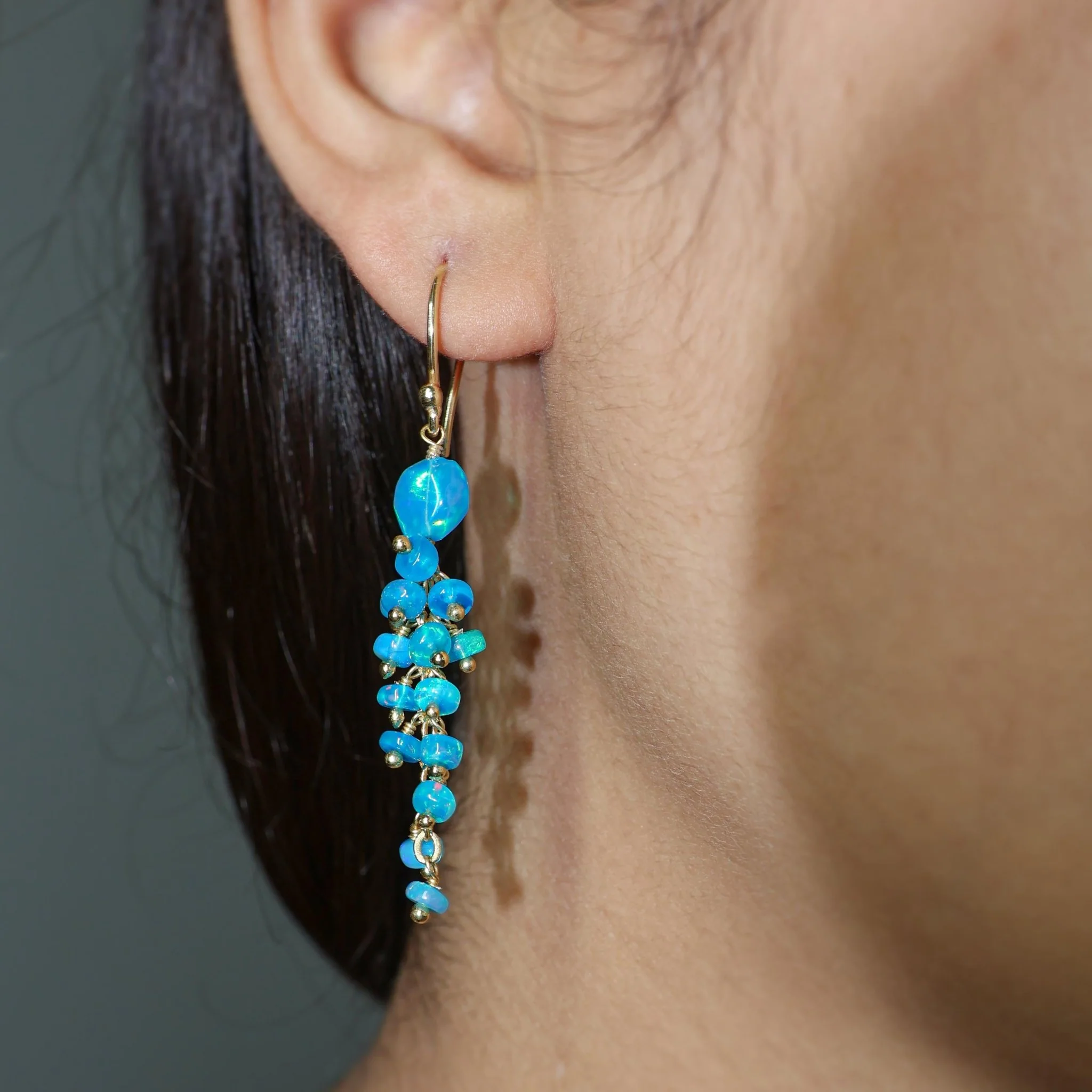 Paraiba Opal Handmade Drop and Dangle Earring - Image 3