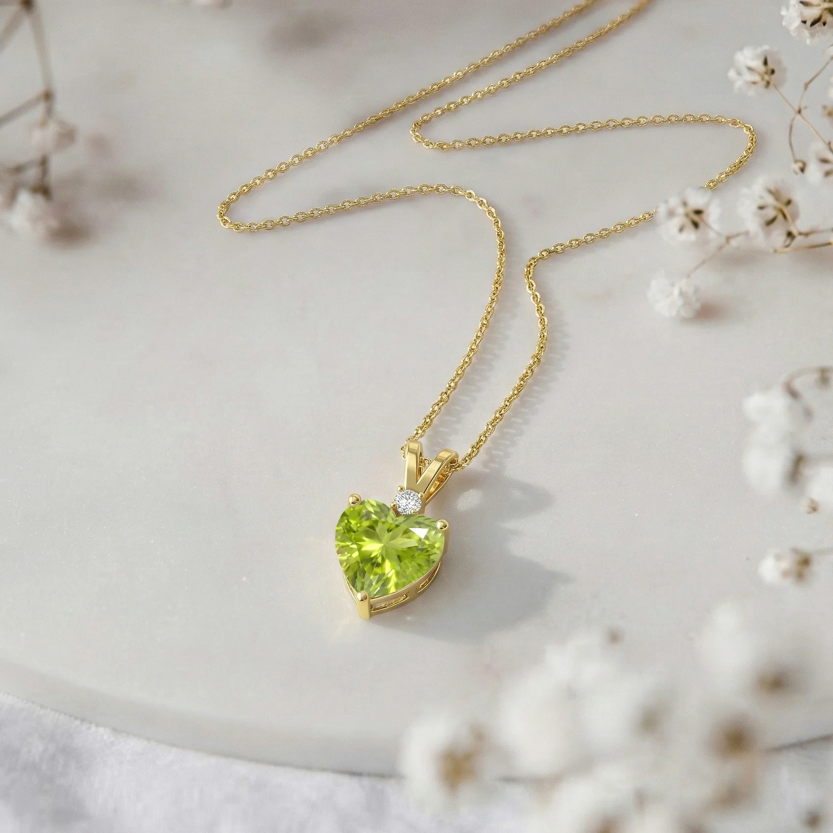 Peridot Heart Pendant Necklace in 925 Sterling Silver 1.5ct - Image 12