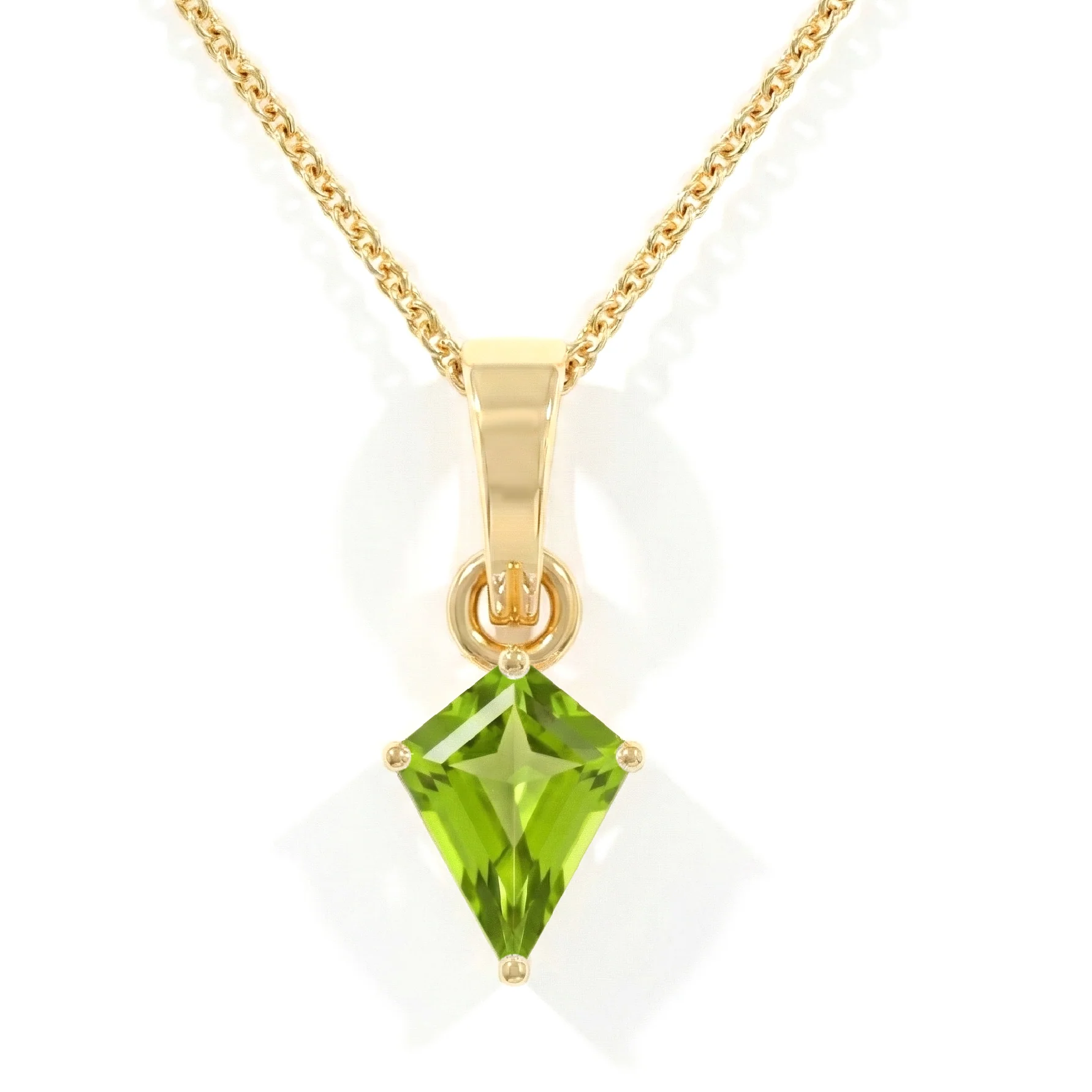 Peridot Kite Solitaire Pendant Necklace in 925 Sterling Silver 1.4ct - Image 8