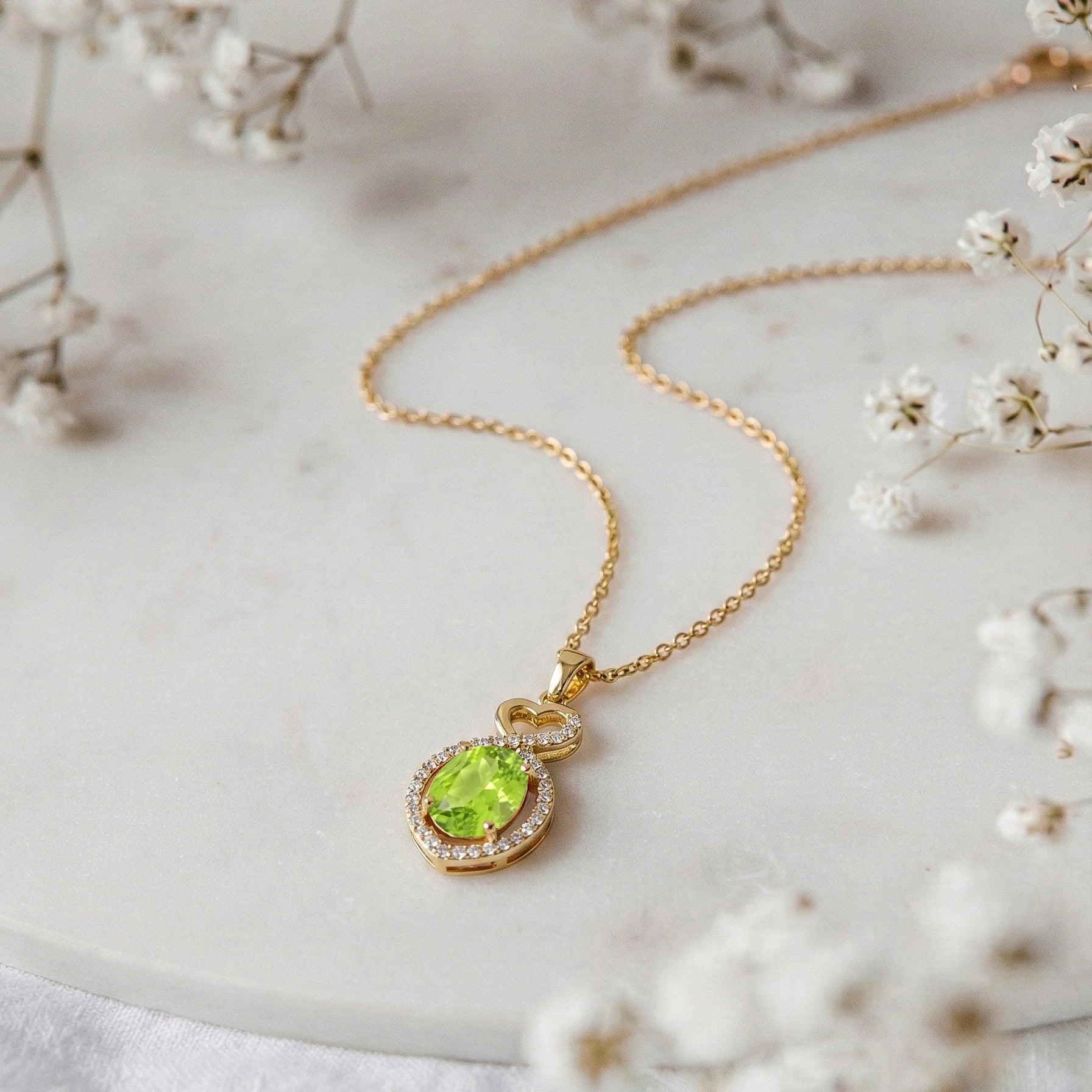 Peridot Oval Infinity Twist Heart Pendant Necklace in 925 Sterling Silver 1.2ct - Image 13