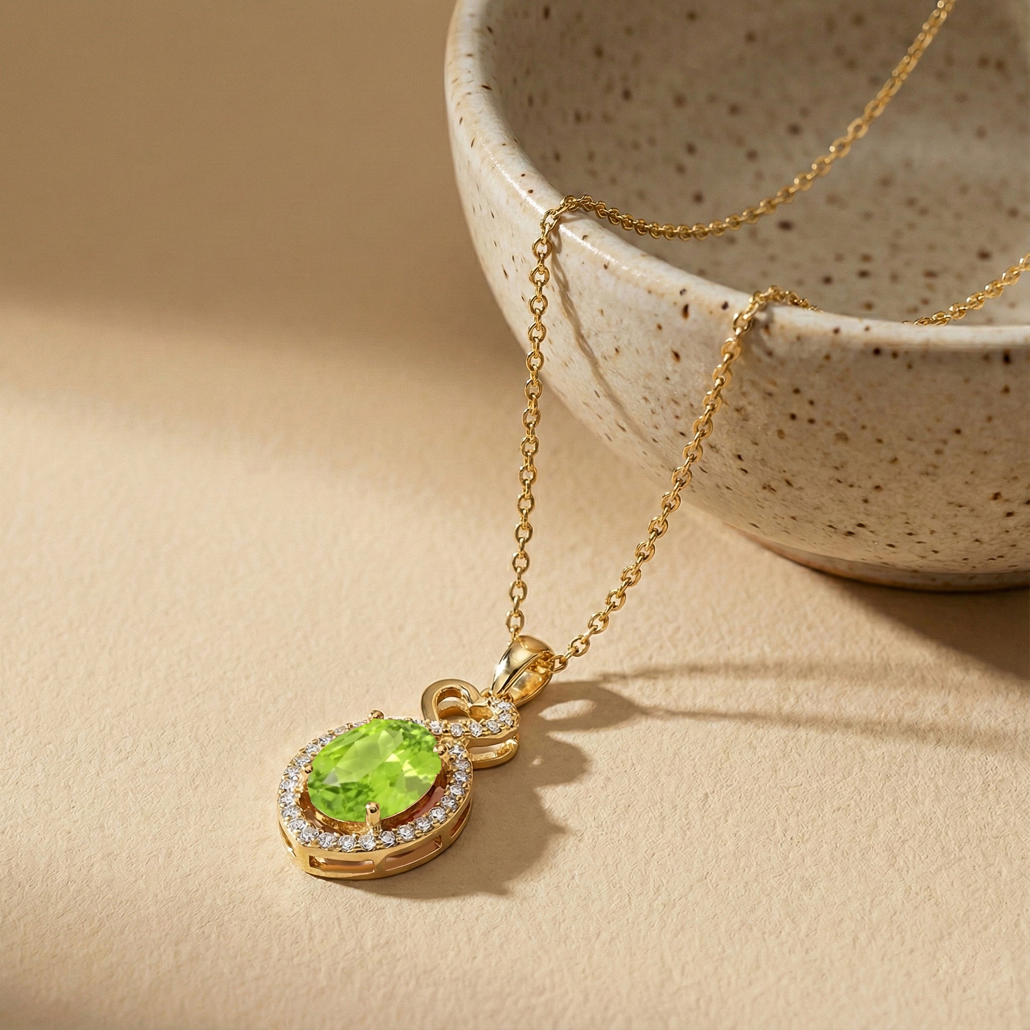Peridot Oval Infinity Twist Heart Pendant Necklace in 925 Sterling Silver 1.2ct - Image 9