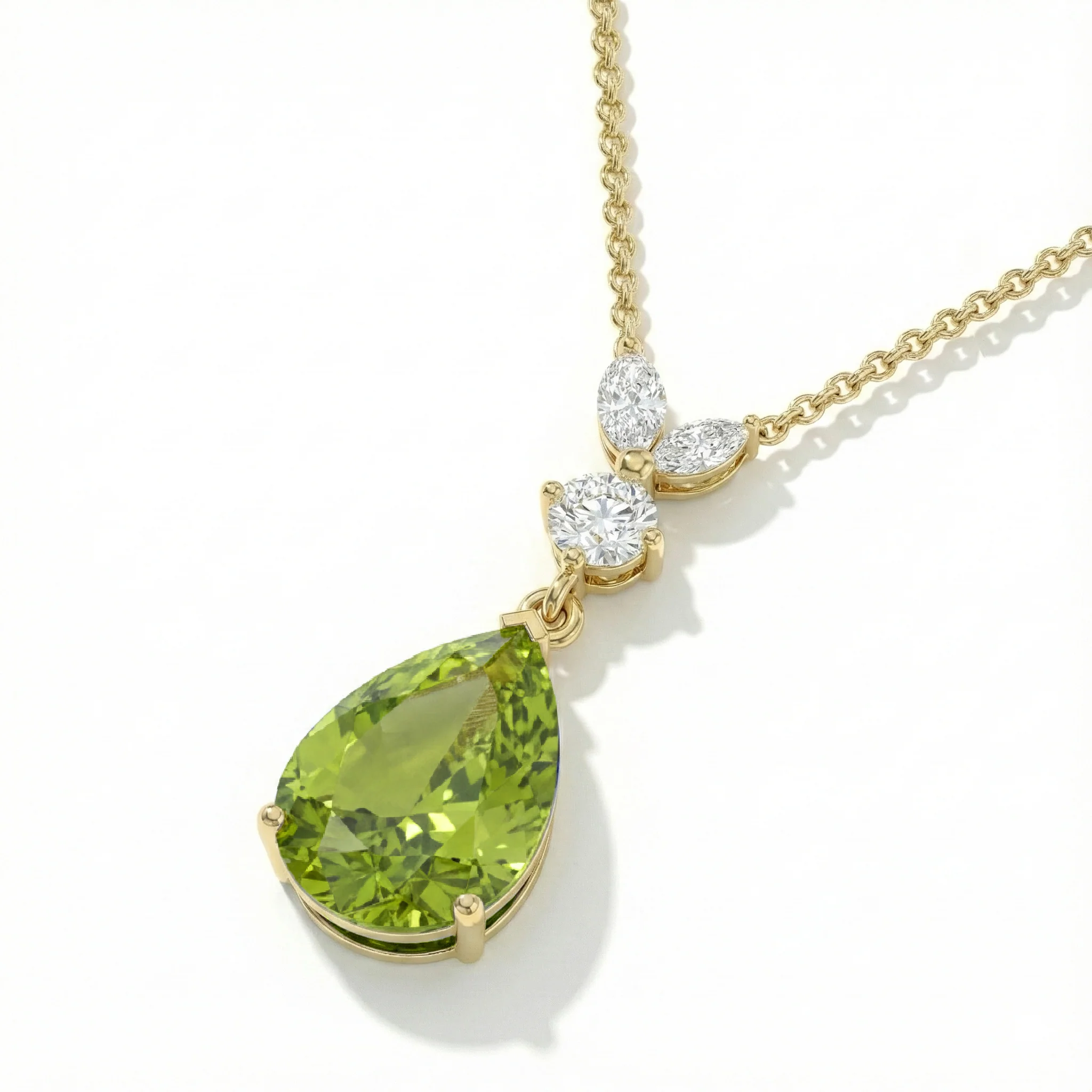 Peridot Pear Teardrop Pendant Necklace in 925 Sterling Silver 1.7ct - Image 13