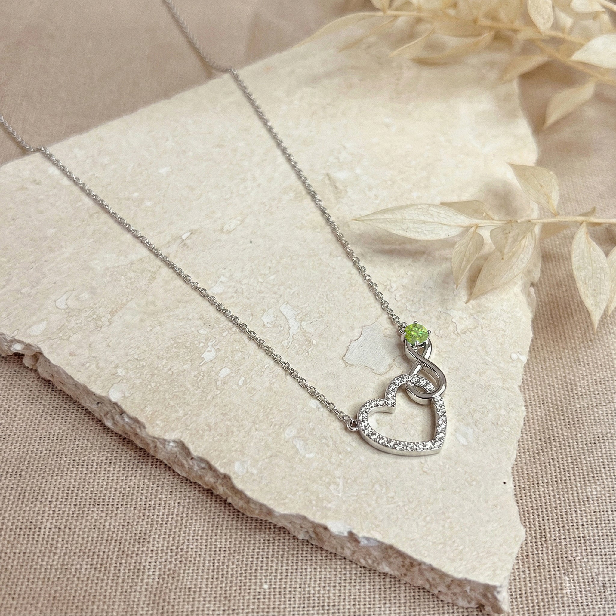 Peridot Round Infinity Heart Pendant Necklace in 925 Sterling Silver 0.45ct - Image 3