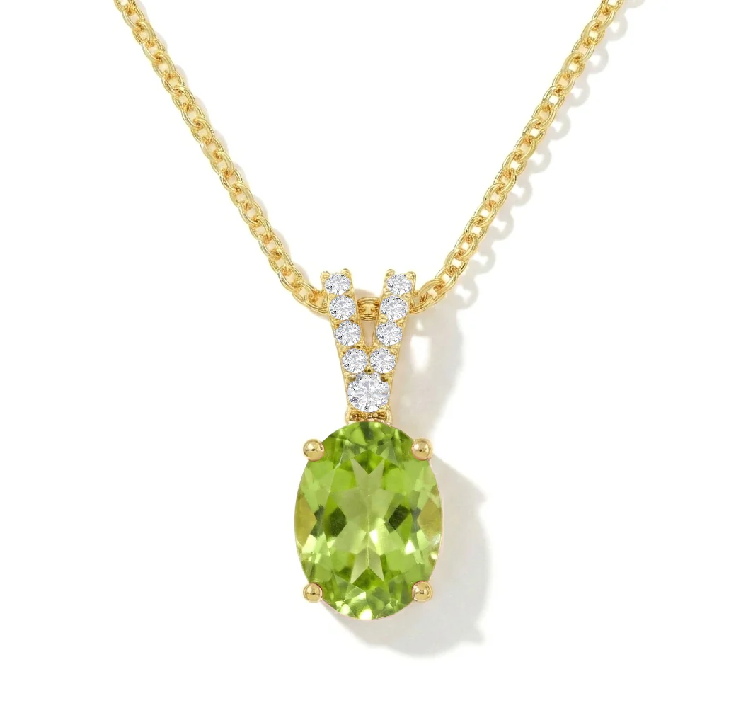 Peridot Solitaire Pendant Necklace in 925 Sterling Silver 1.2ct - Image 8