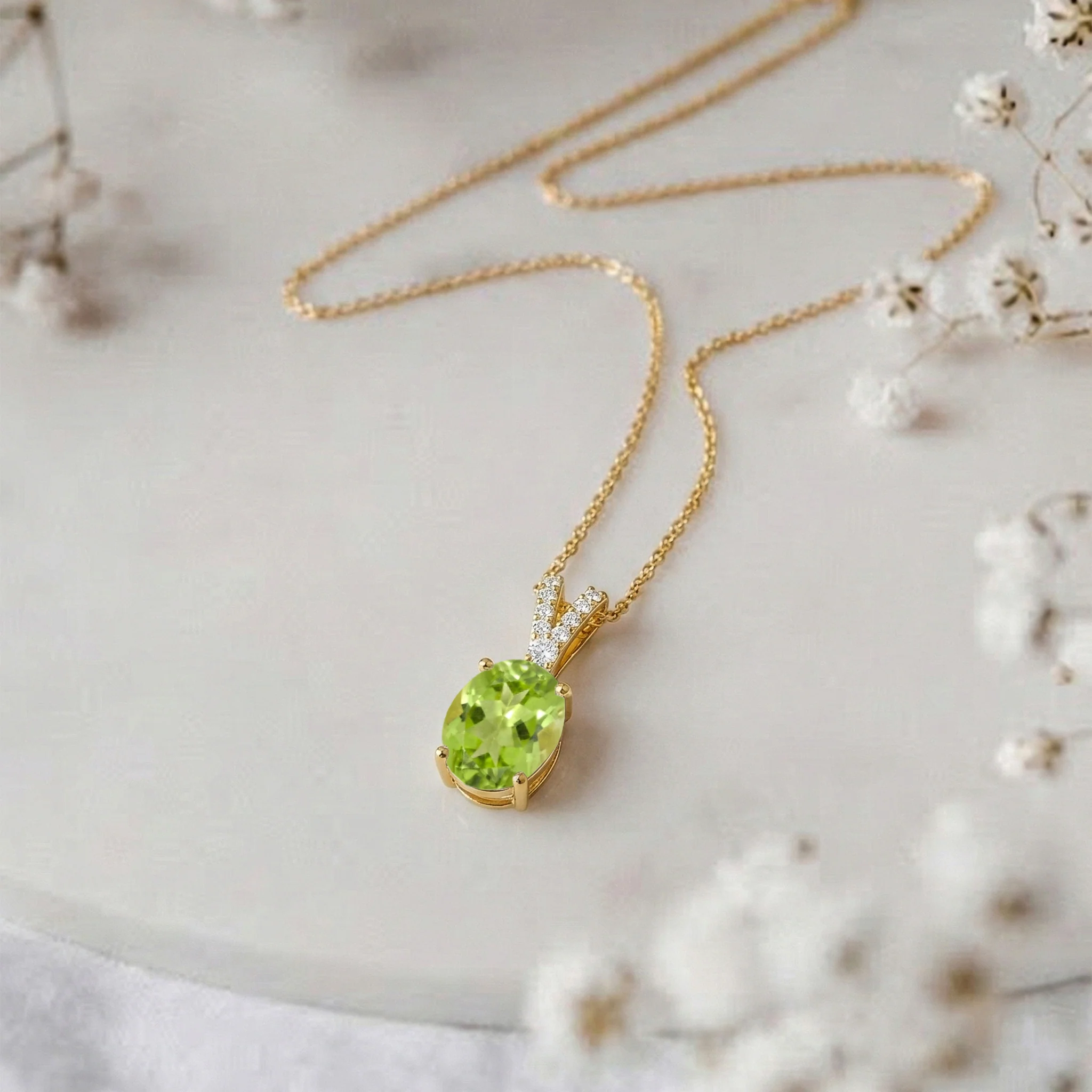 Peridot Solitaire Pendant Necklace in 925 Sterling Silver 1.2ct - Image 9