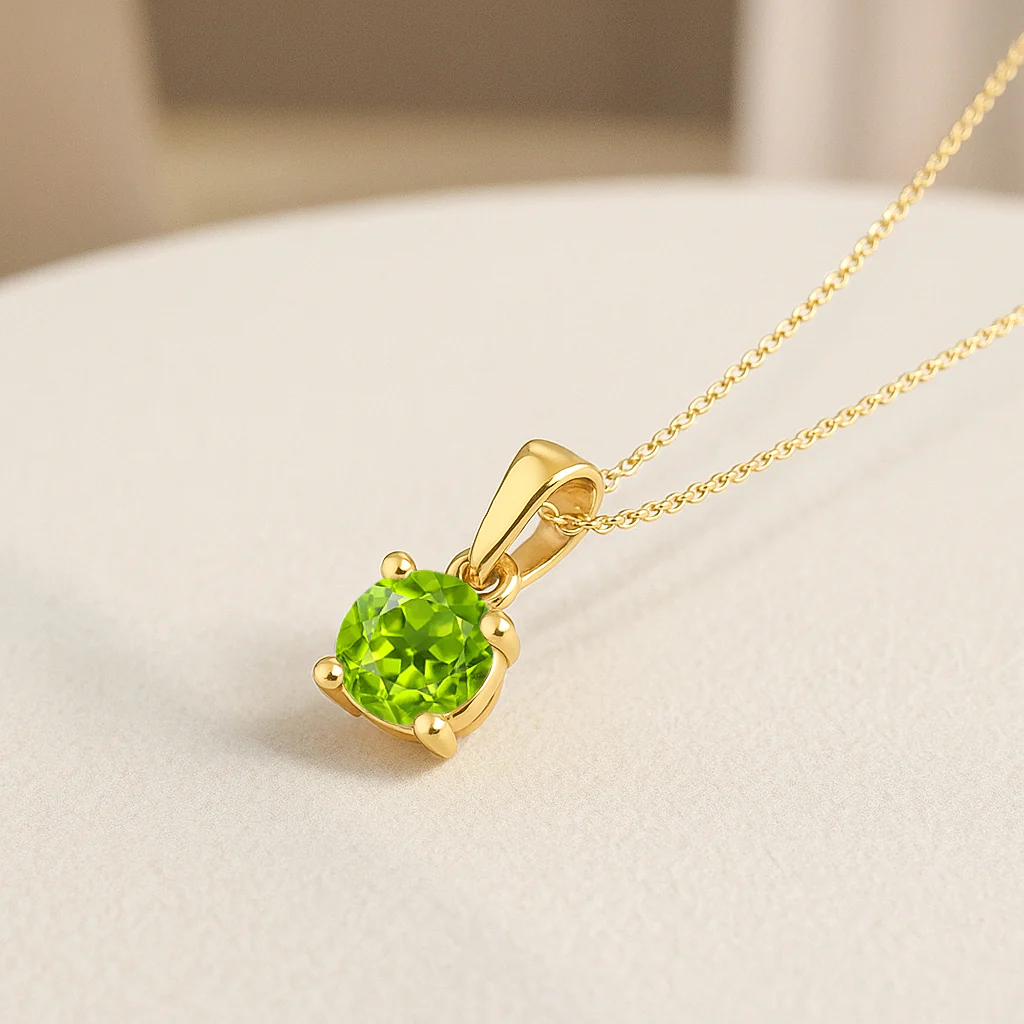 Peridot Solitaire Teardrop Pendant Necklace in 925 Sterling Silver 7mm 1.5ct - Image 3