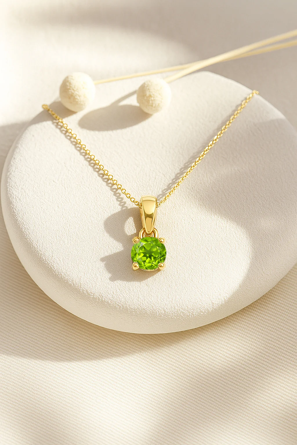 Peridot Solitaire Teardrop Pendant Necklace in 925 Sterling Silver 7mm 1.5ct - Image 4
