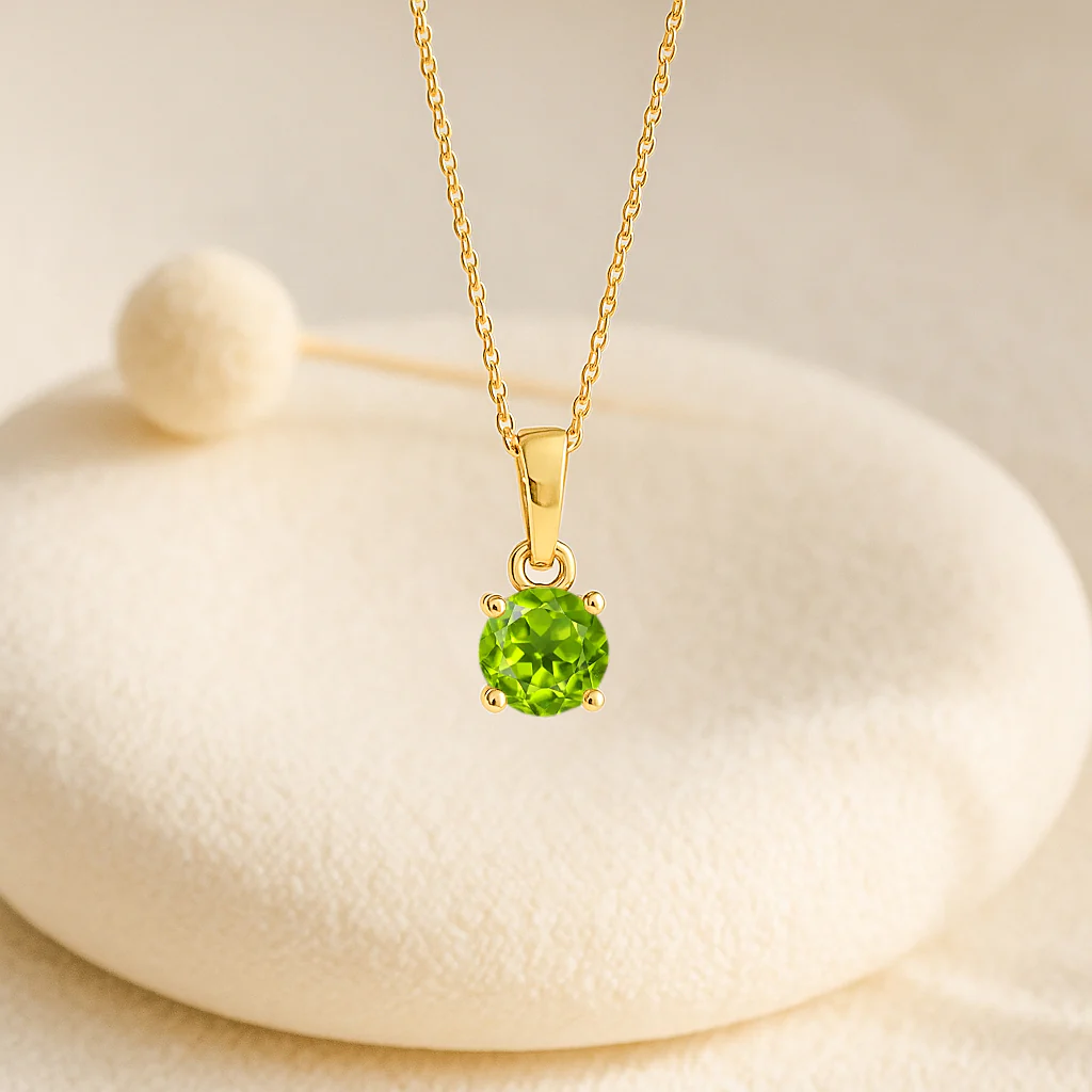 Peridot Solitaire Teardrop Pendant Necklace in 925 Sterling Silver 7mm 1.5ct - Image 5