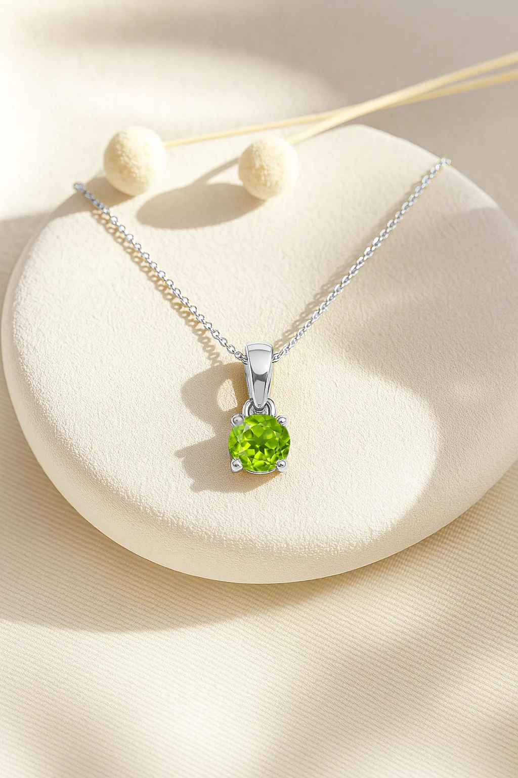 Peridot Teardrop Pendant Necklace in 925 Sterling Silver 7mm 1.5ct - Image 3