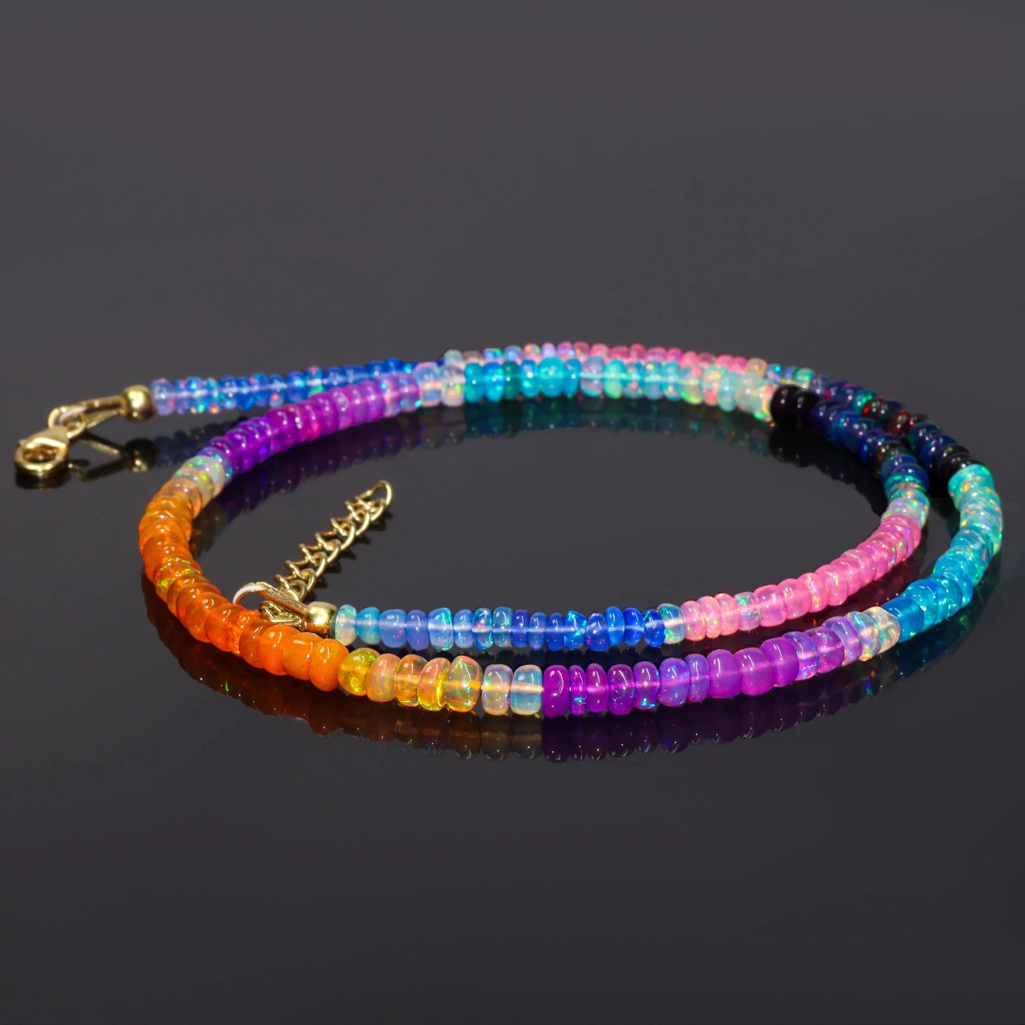Rainbow Fire Multi Opal Beaded Necklace - Image 3
