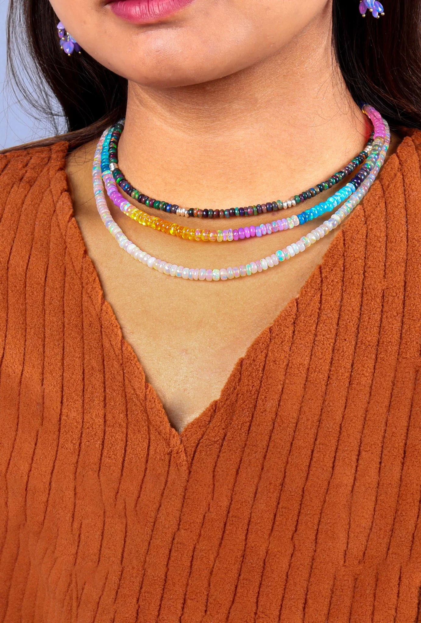 Rainbow Fire Multi Opal Beaded Necklace - Image 4