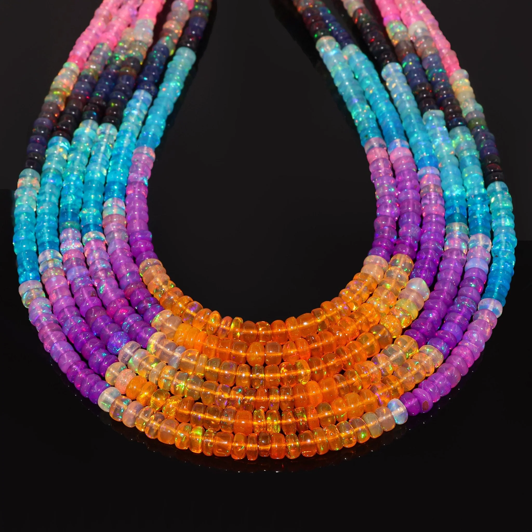 Rainbow Fire Multi Opal Beaded Necklace - Image 5