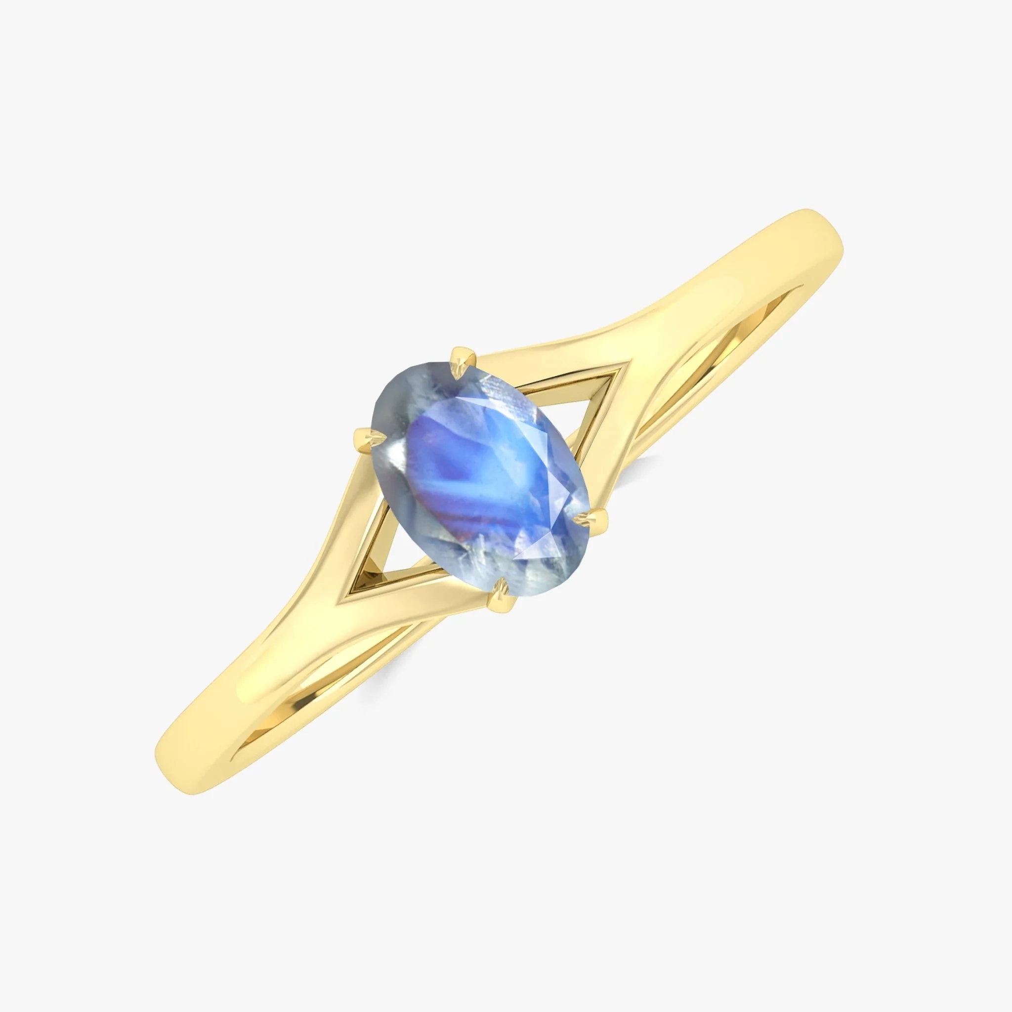 Rainbow Moonstone Oval Faceted Gemstone Ring - Image 5