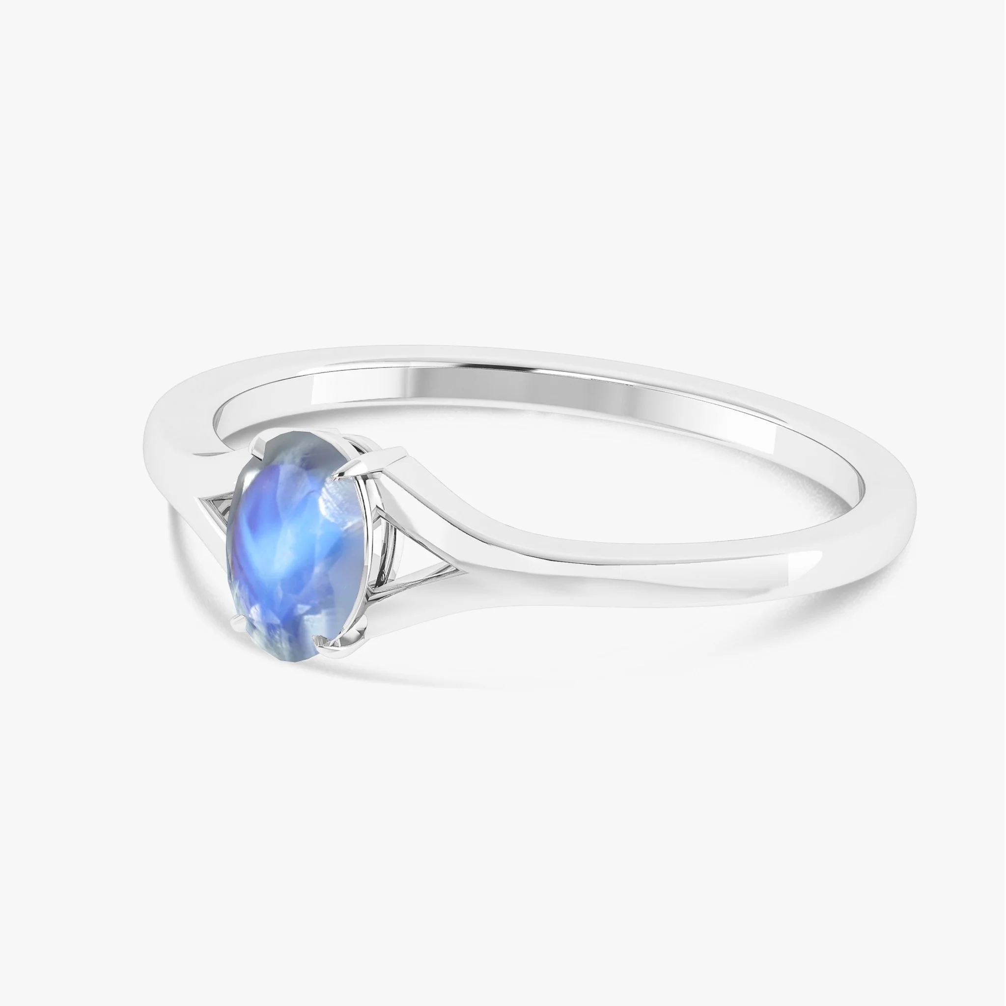 Rainbow Moonstone Oval Faceted Gemstone Ring - Image 6