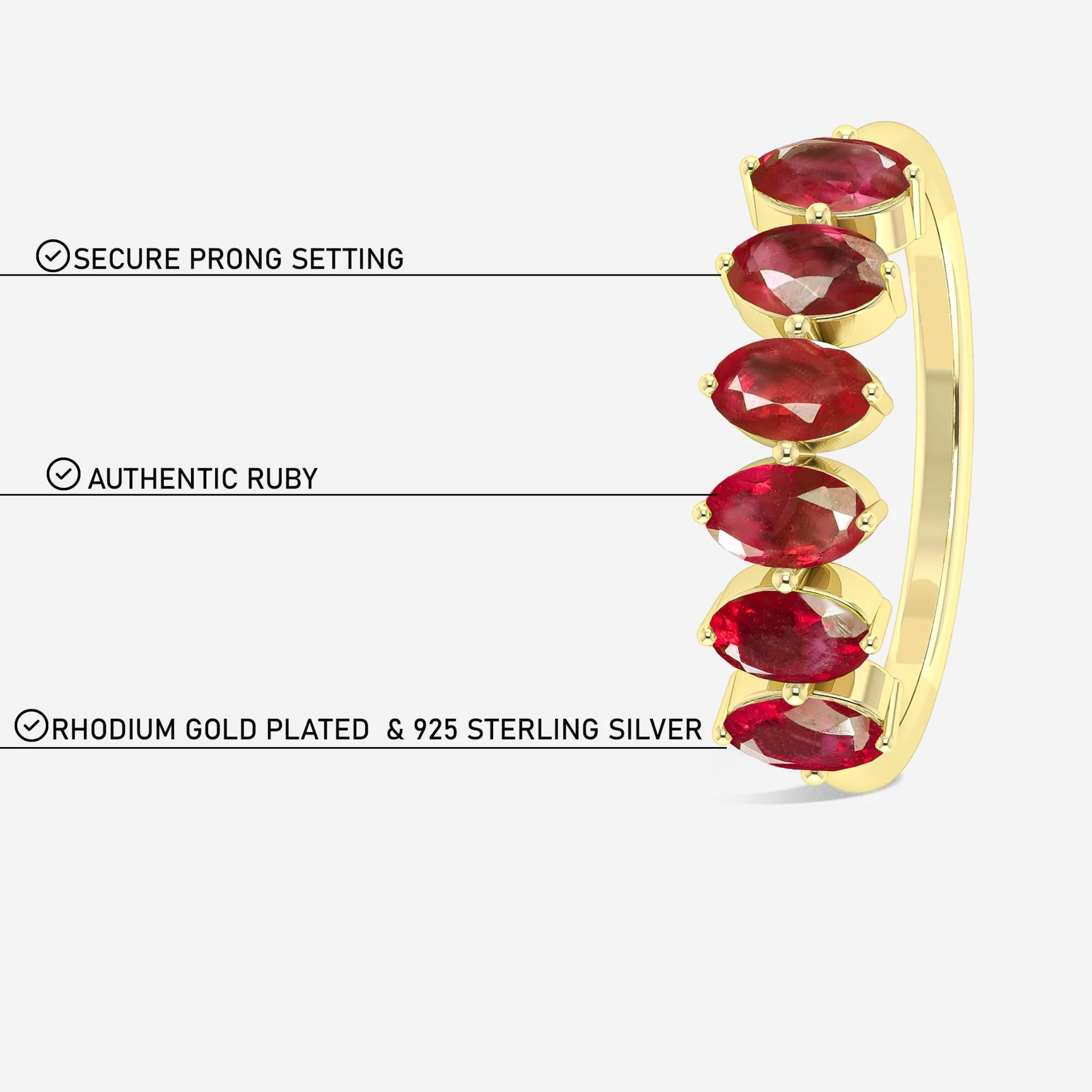 Red Oval Shape Ruby Gemstone Ring - Image 5