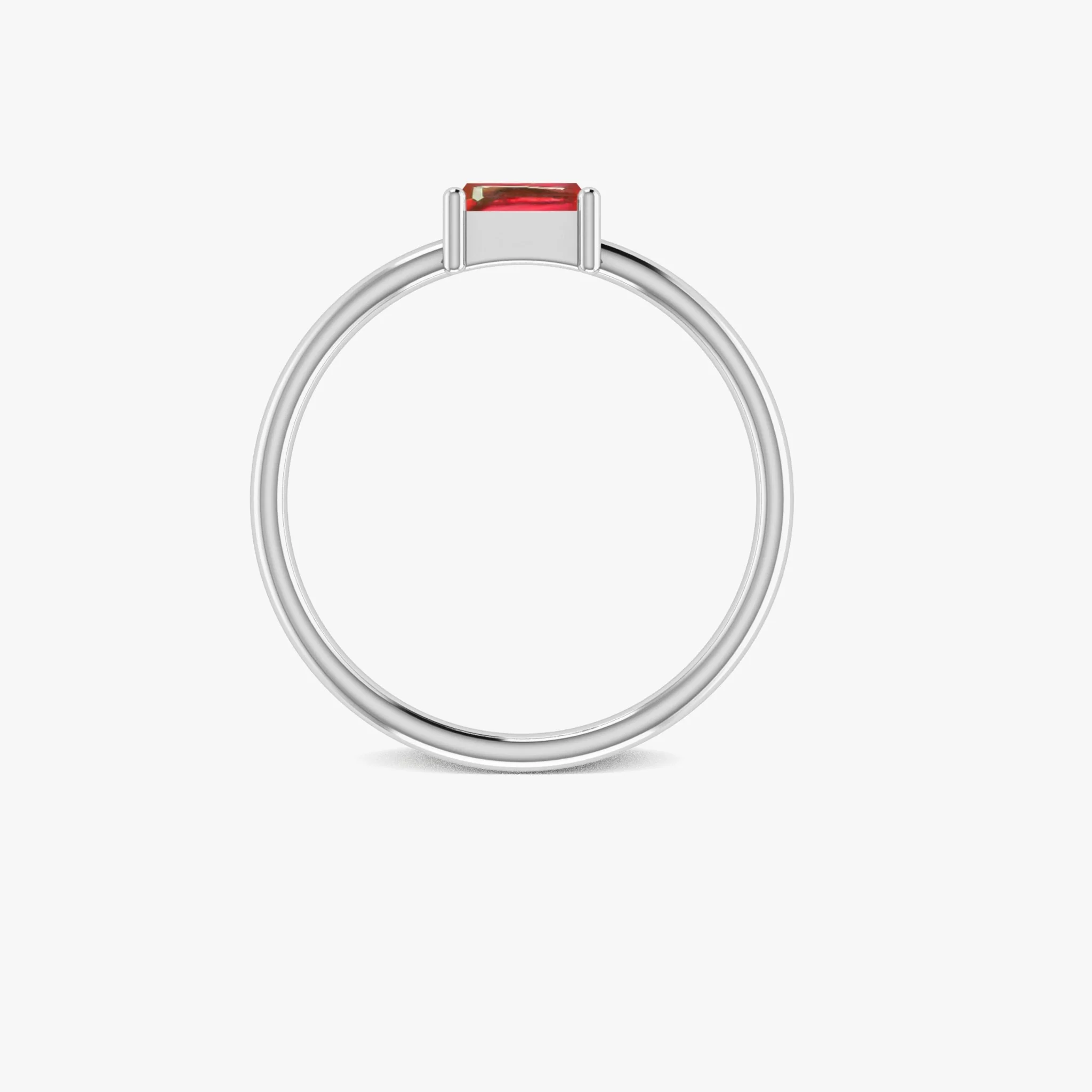 Red Ruby Baguette Gemstone Minimalist Ring - Image 4
