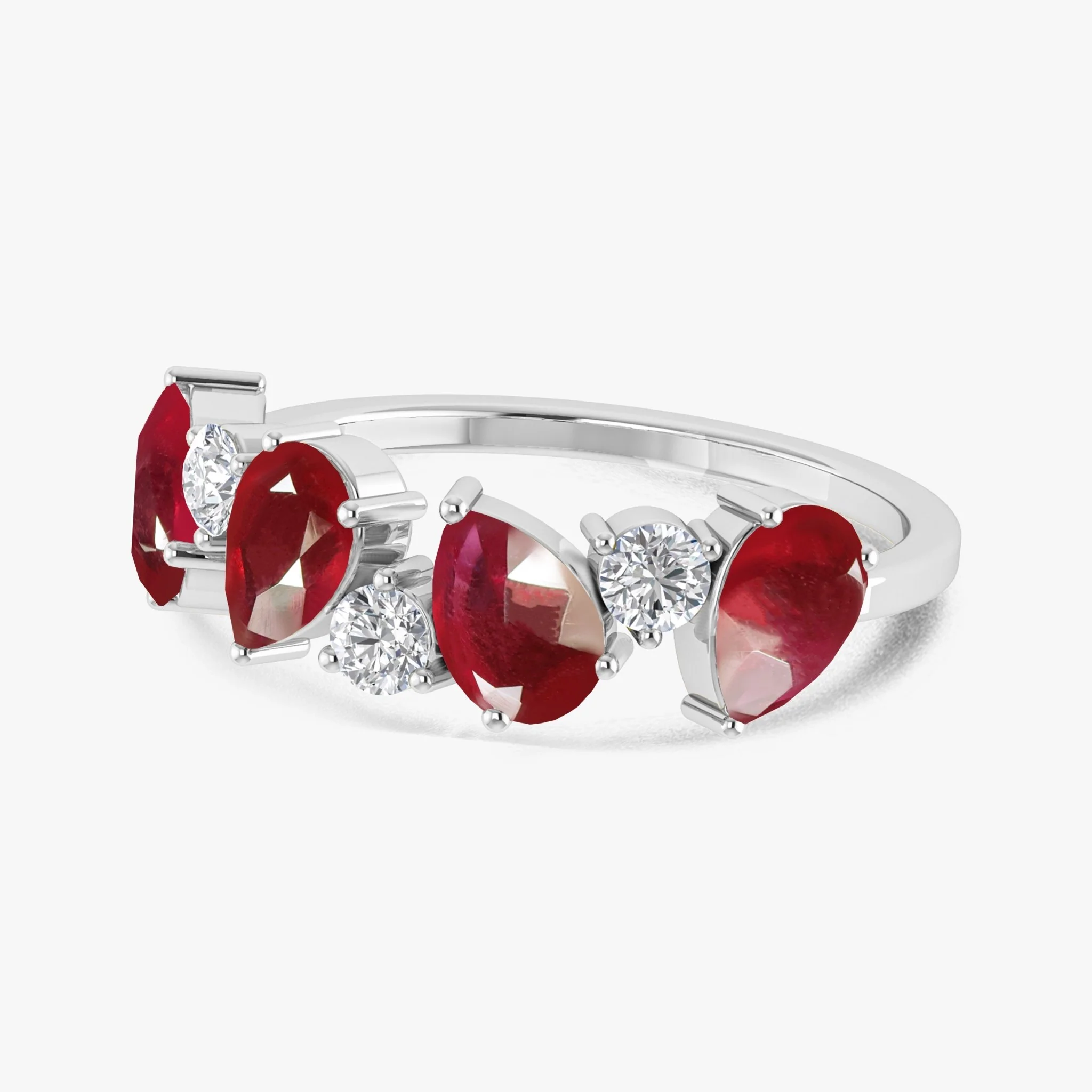 Red Ruby Four Stone Design Ring - Image 4