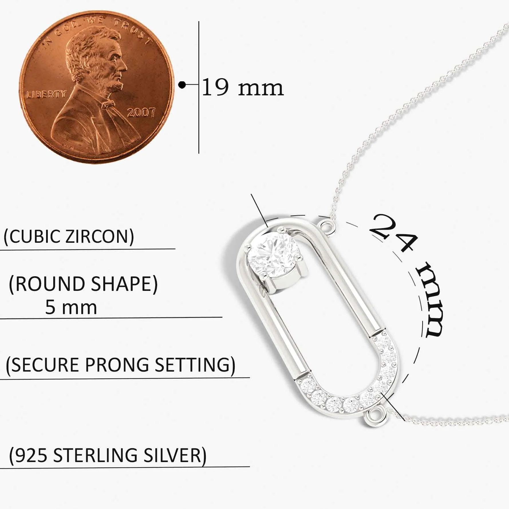 Roung Cubic Zirconia Unique Gold vermeil pendant Necklace - Image 7