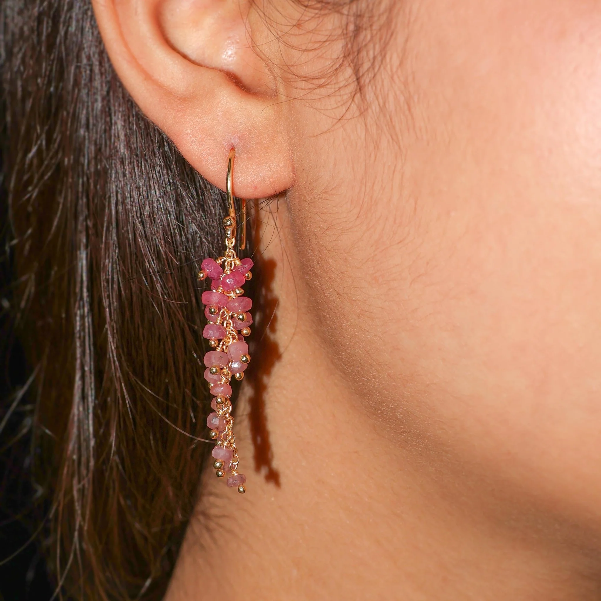 Ruby Dangle Earrings with Beaded Bunch - Image 4