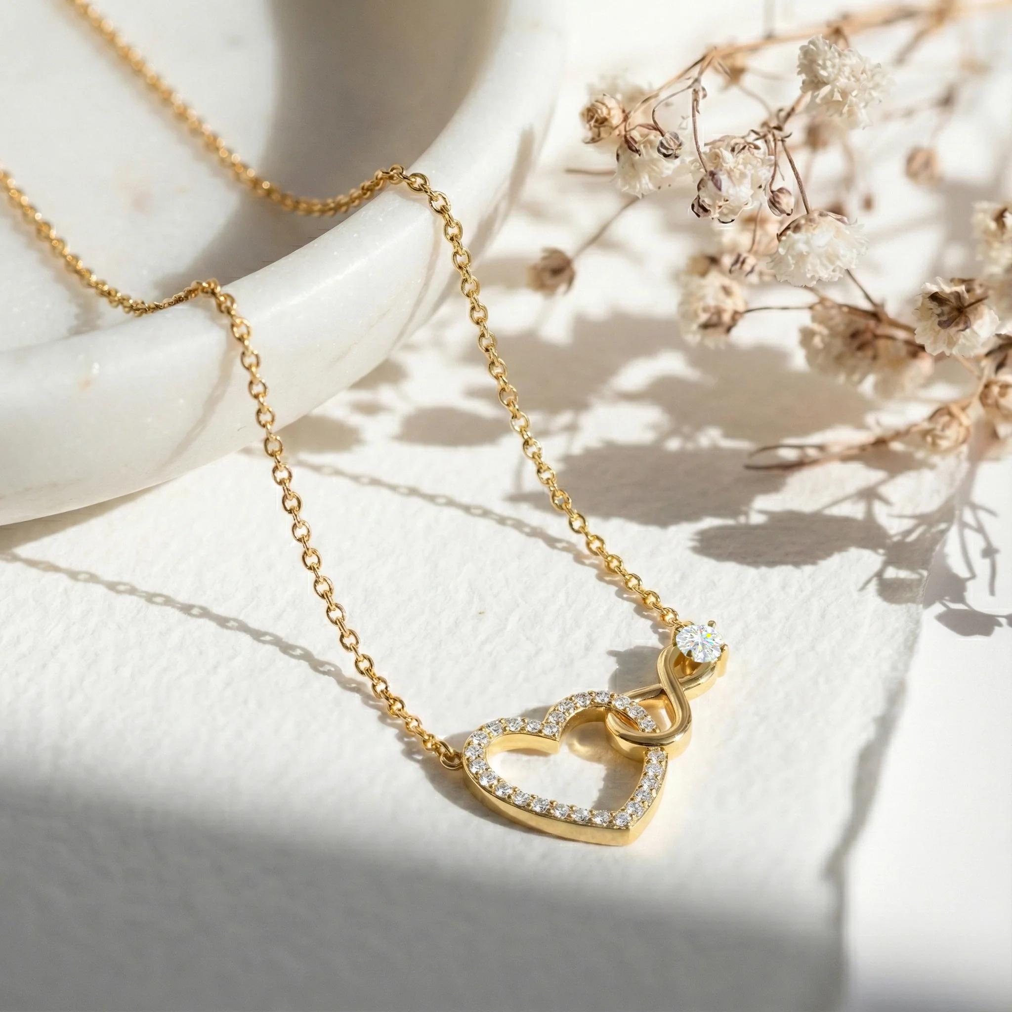 Simulated Diamond Round Infinity Heart Pendant Necklace in 925 Sterling Silver 0.45ct - Image 10