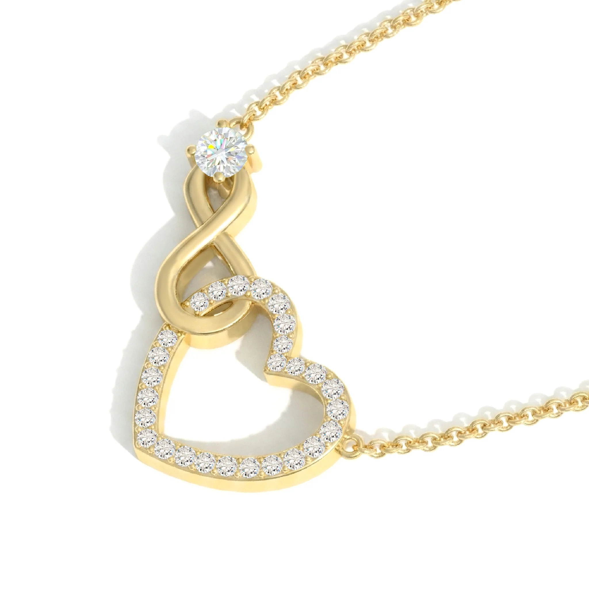 Simulated Diamond Round Infinity Heart Pendant Necklace in 925 Sterling Silver 0.45ct - Image 8