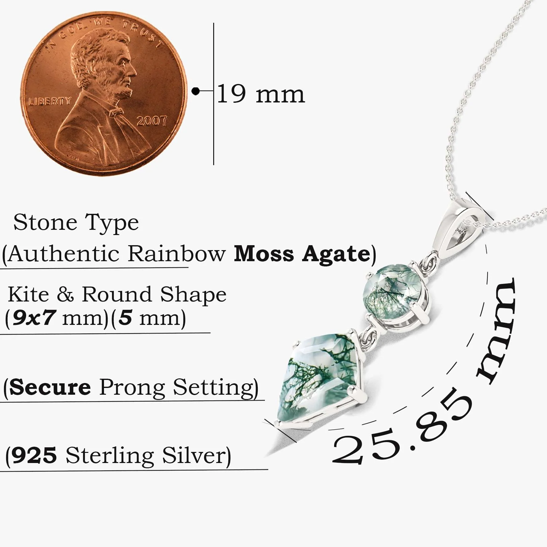 Stunning Agate Kite shape stone pendant gold and silver chain - Image 8