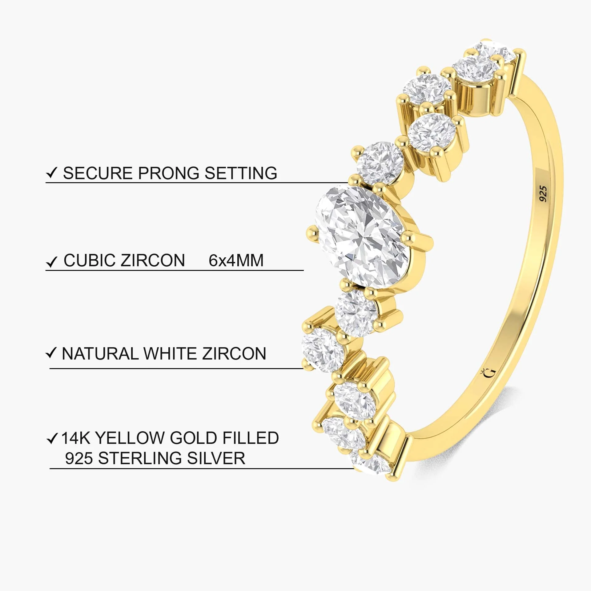 Unique Beautiful Simulated diamonds Gold Wedding ring - Image 3