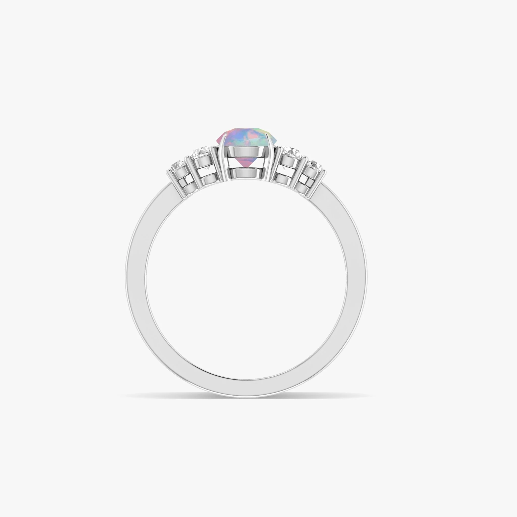 White Natural Ethiopian Opal Faceted Pear Ring - Image 4