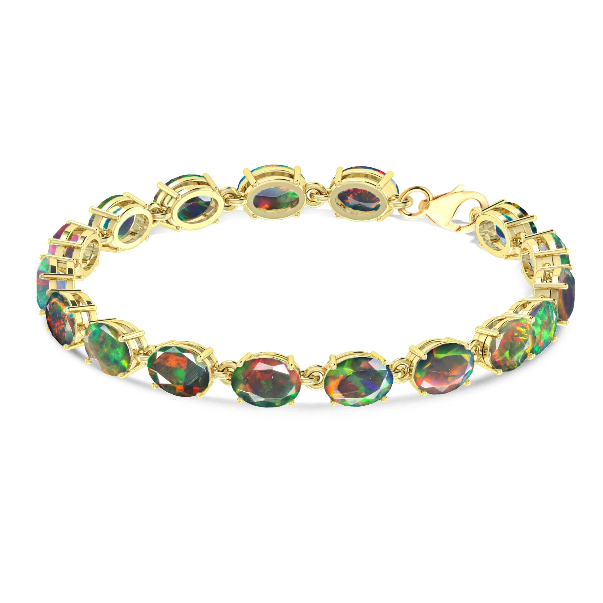 White Natural Fire Opal Gemstone Tennis Bracelet - Image 3