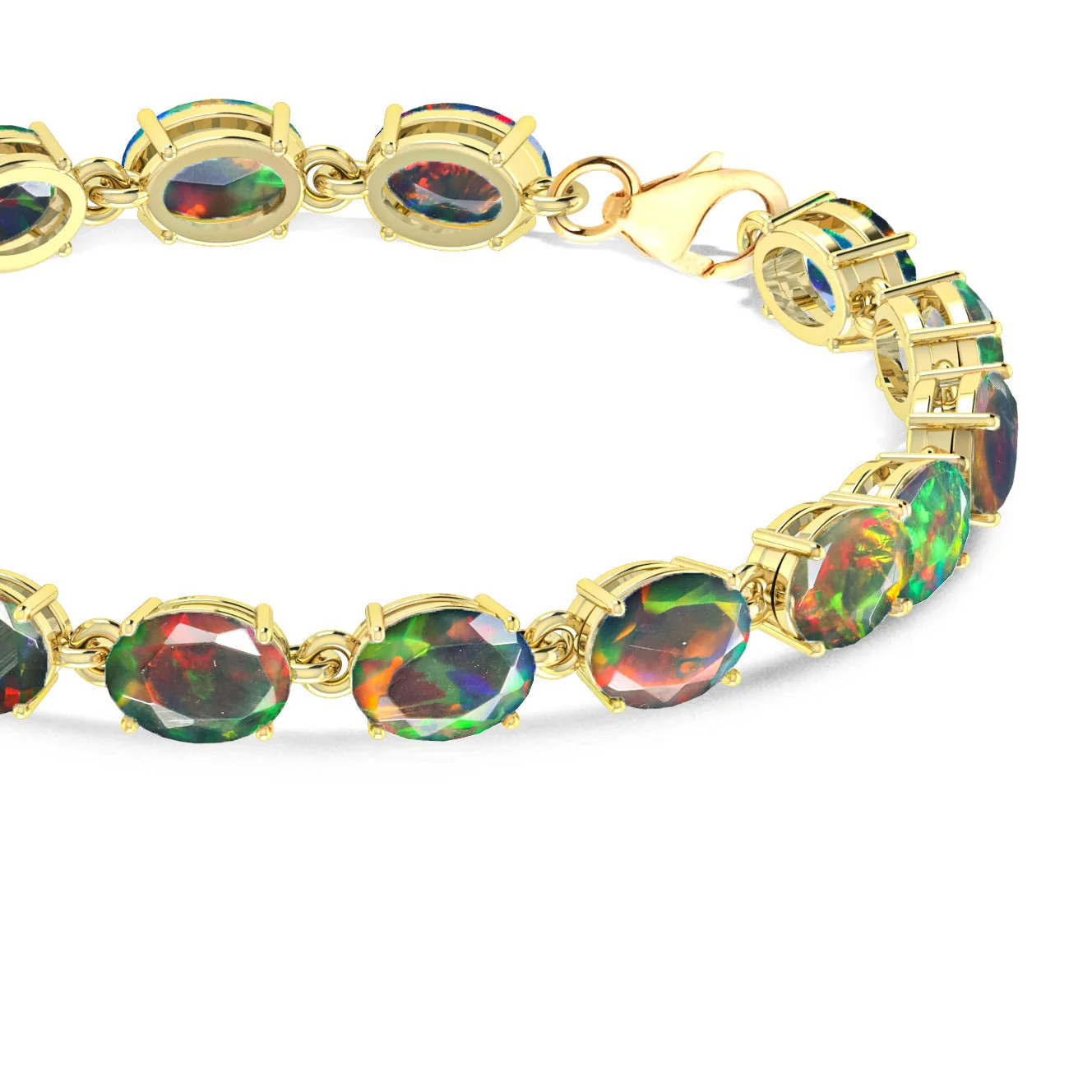 White Natural Fire Opal Gemstone Tennis Bracelet - Image 4