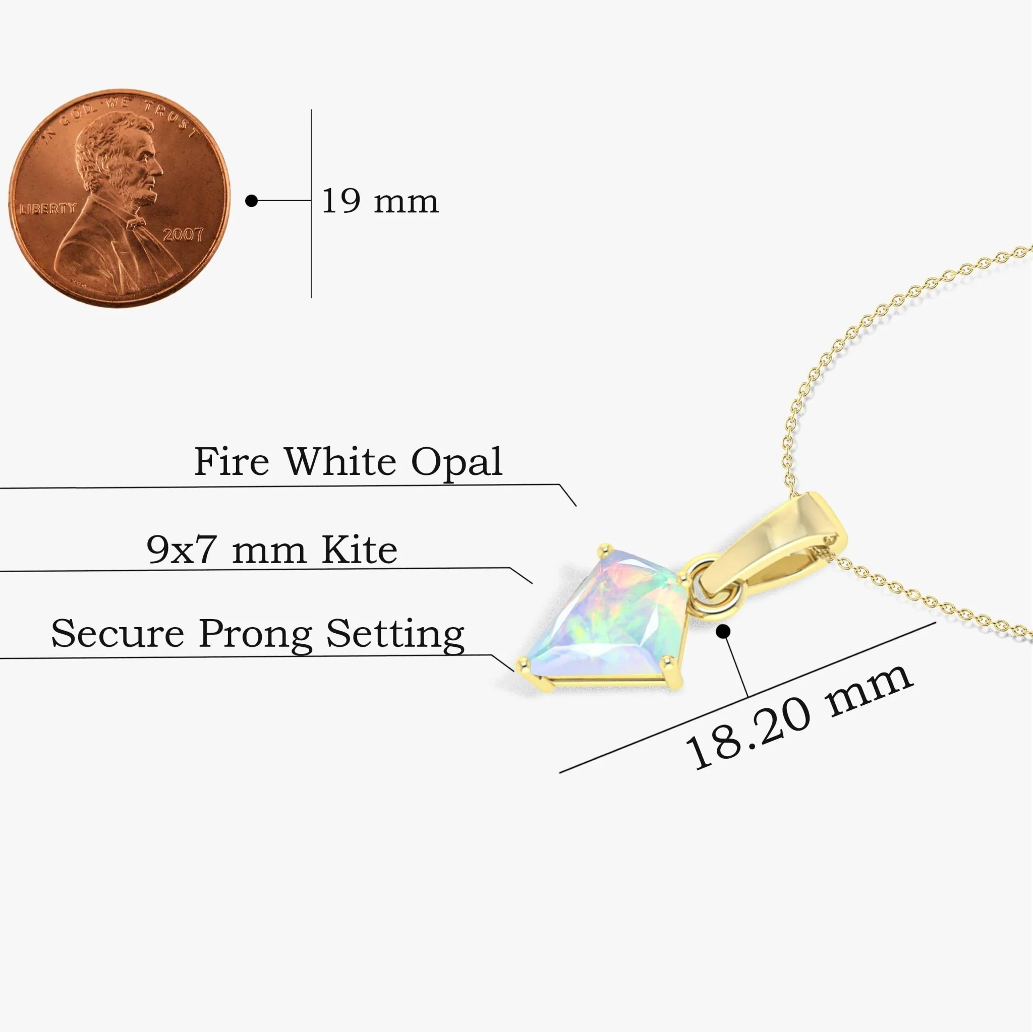 White Opal Kite Gemstone Pendant Necklace - Image 3