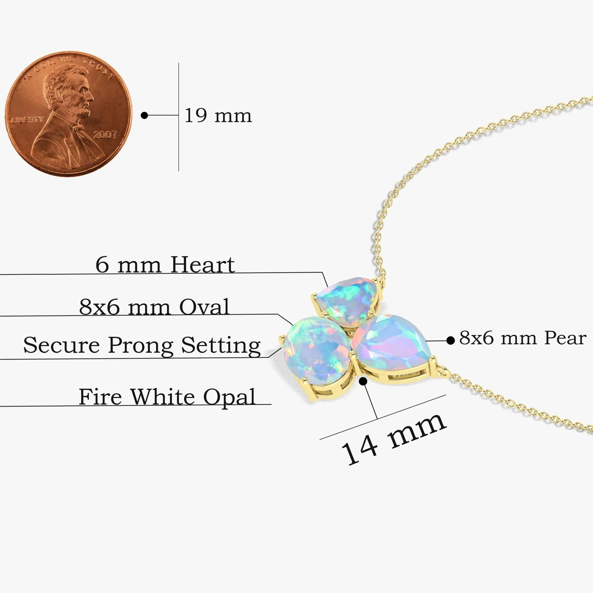 White Opal Three Stone Pendant Jewelry - Image 3