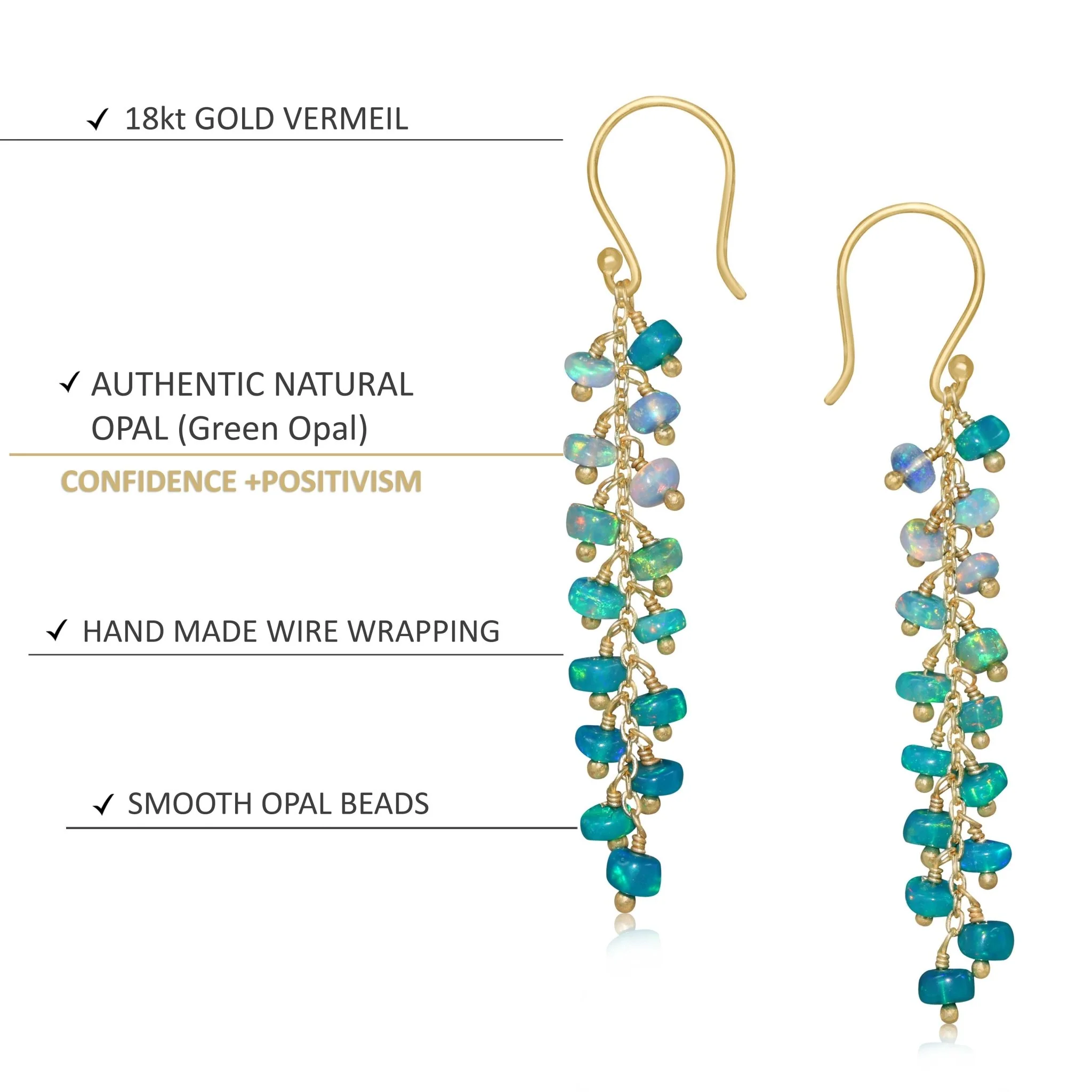 Women's Ethiopian Opal Beaded Dangel drop Earrings - Image 4